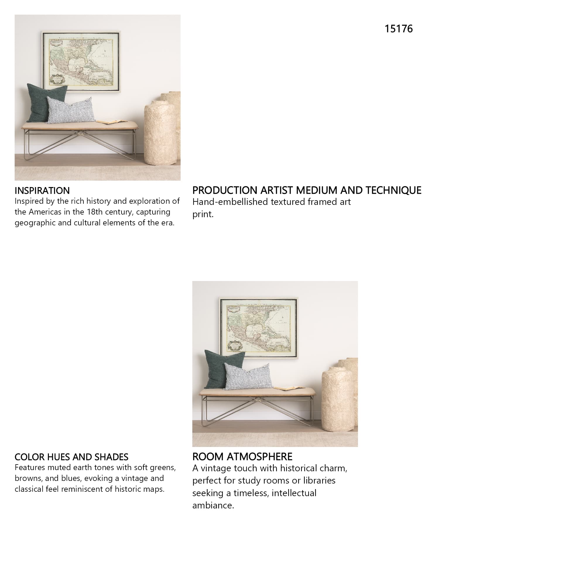 Carte Du Mexique Et De La Floride by Mercana Studio a Hand Embellished Textured Framed Art Print — in a styled room