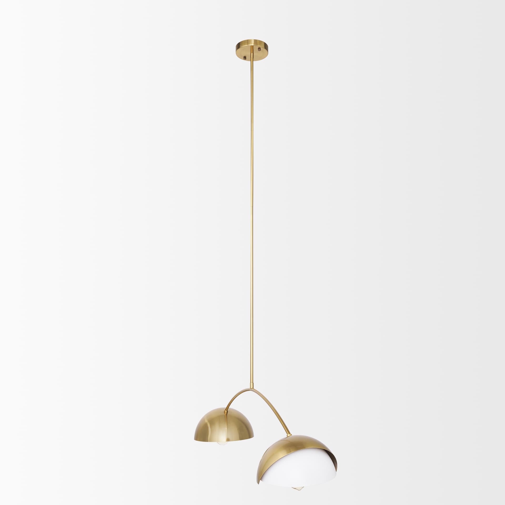 Cybill Brushed Brass w/ White Metal Shades 2-Light Chandelier — product photograph