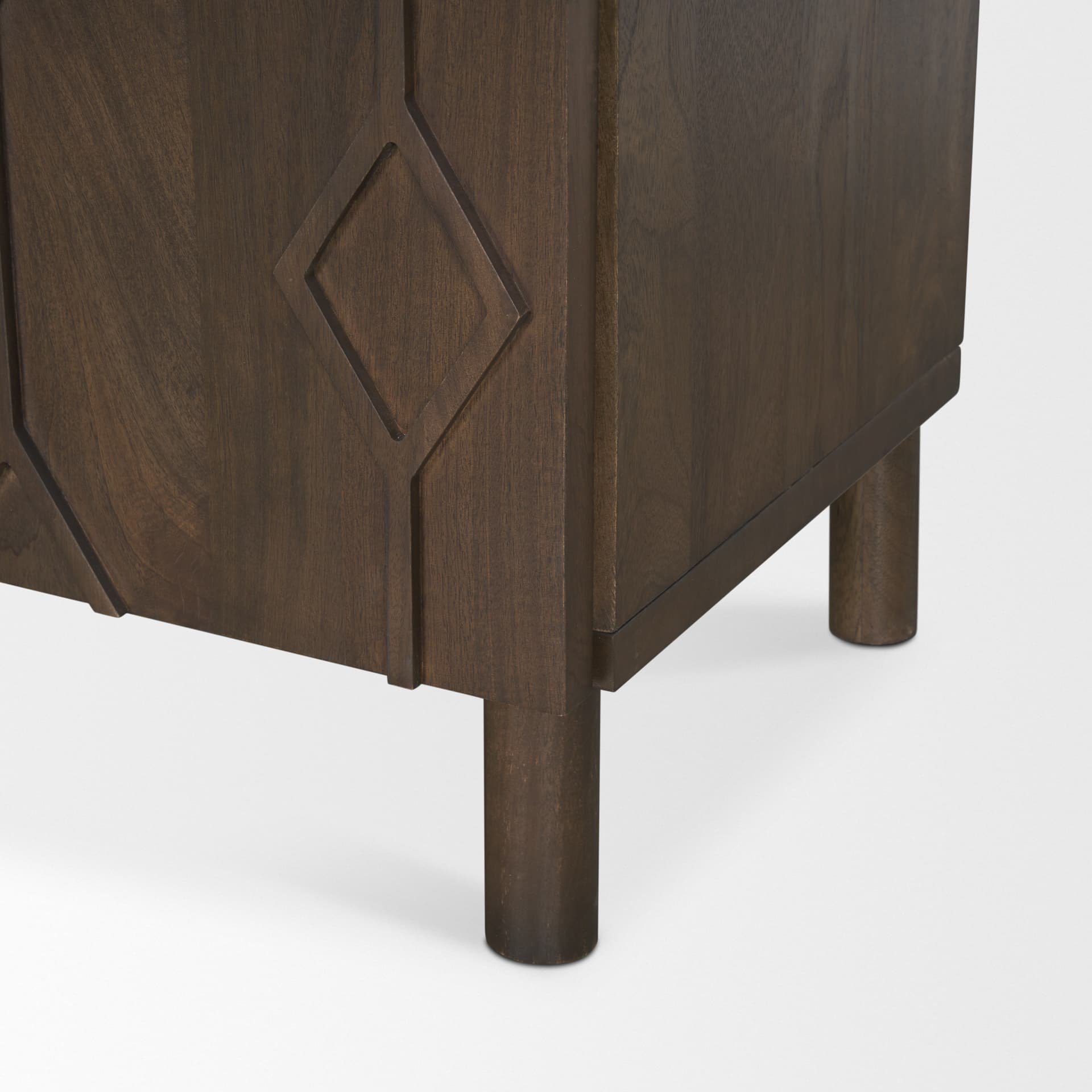 Heera Dark Brown Diamond Motif w/ Shelf Sideboard — product photograph