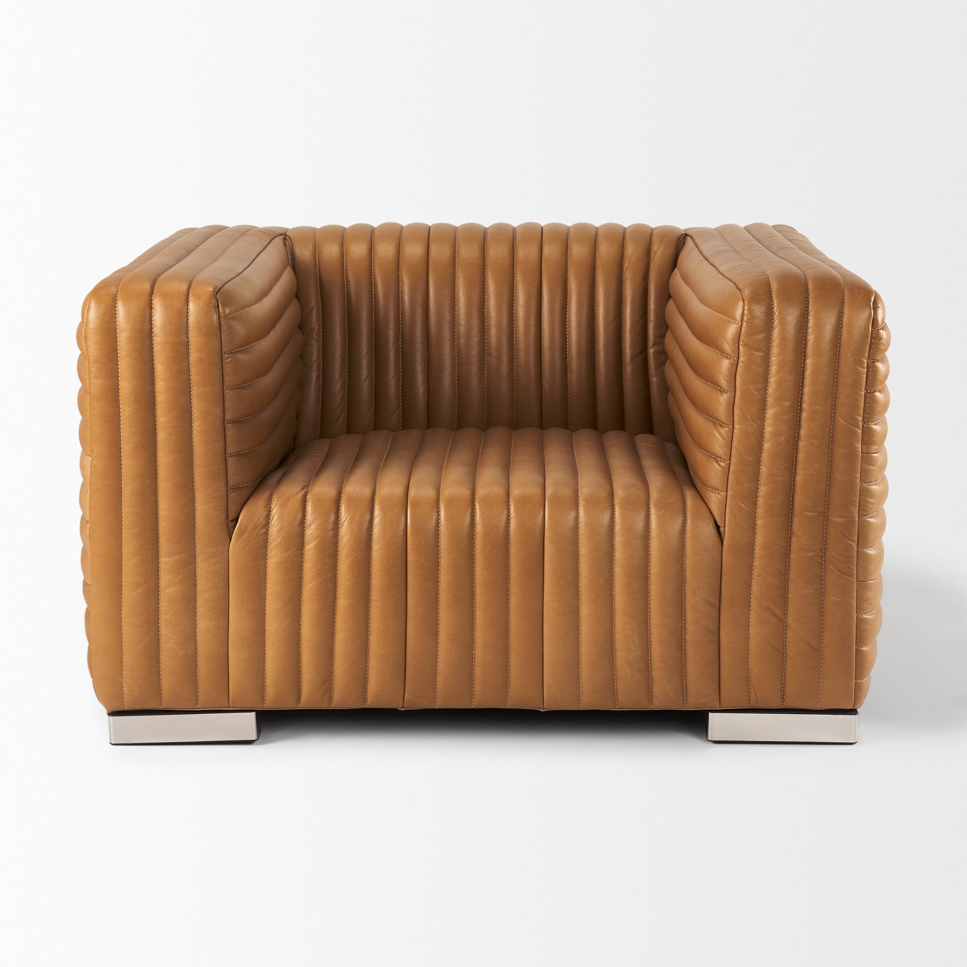 Ricciardo Cognac Leather Upholstered Arm Chair — product photograph