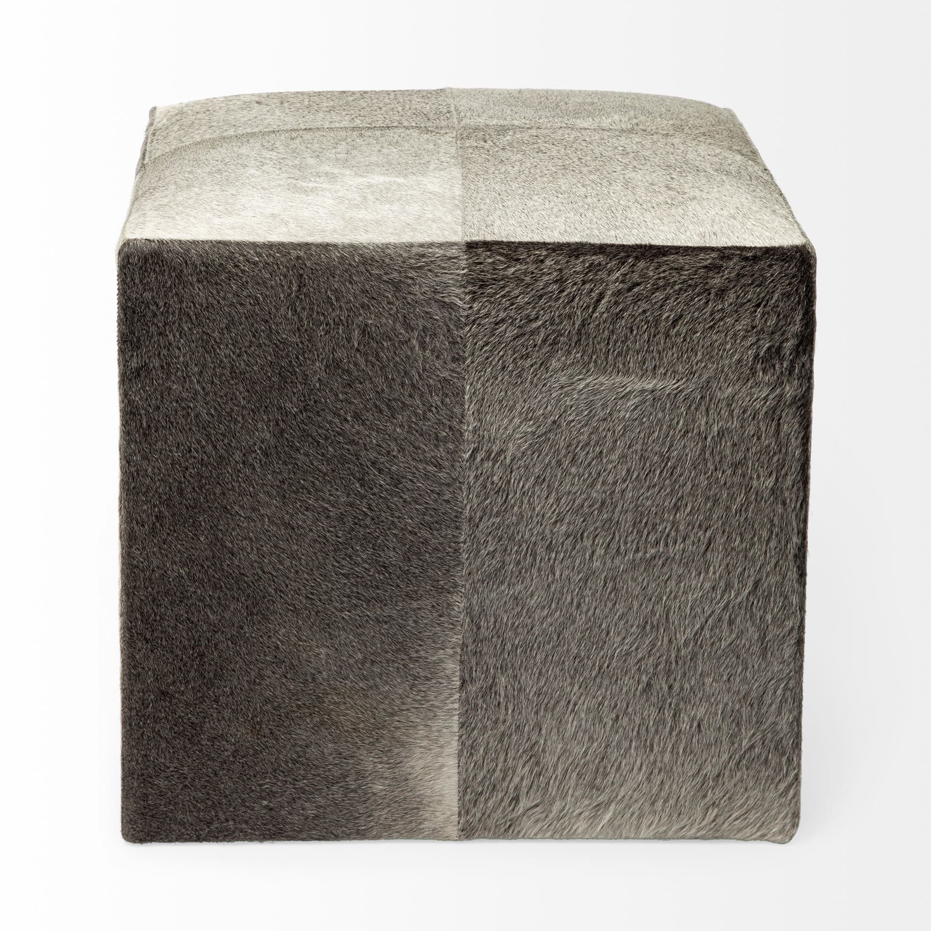 Zahavi I 20" Grey-toned hair-on-hide ottoman — product photograph