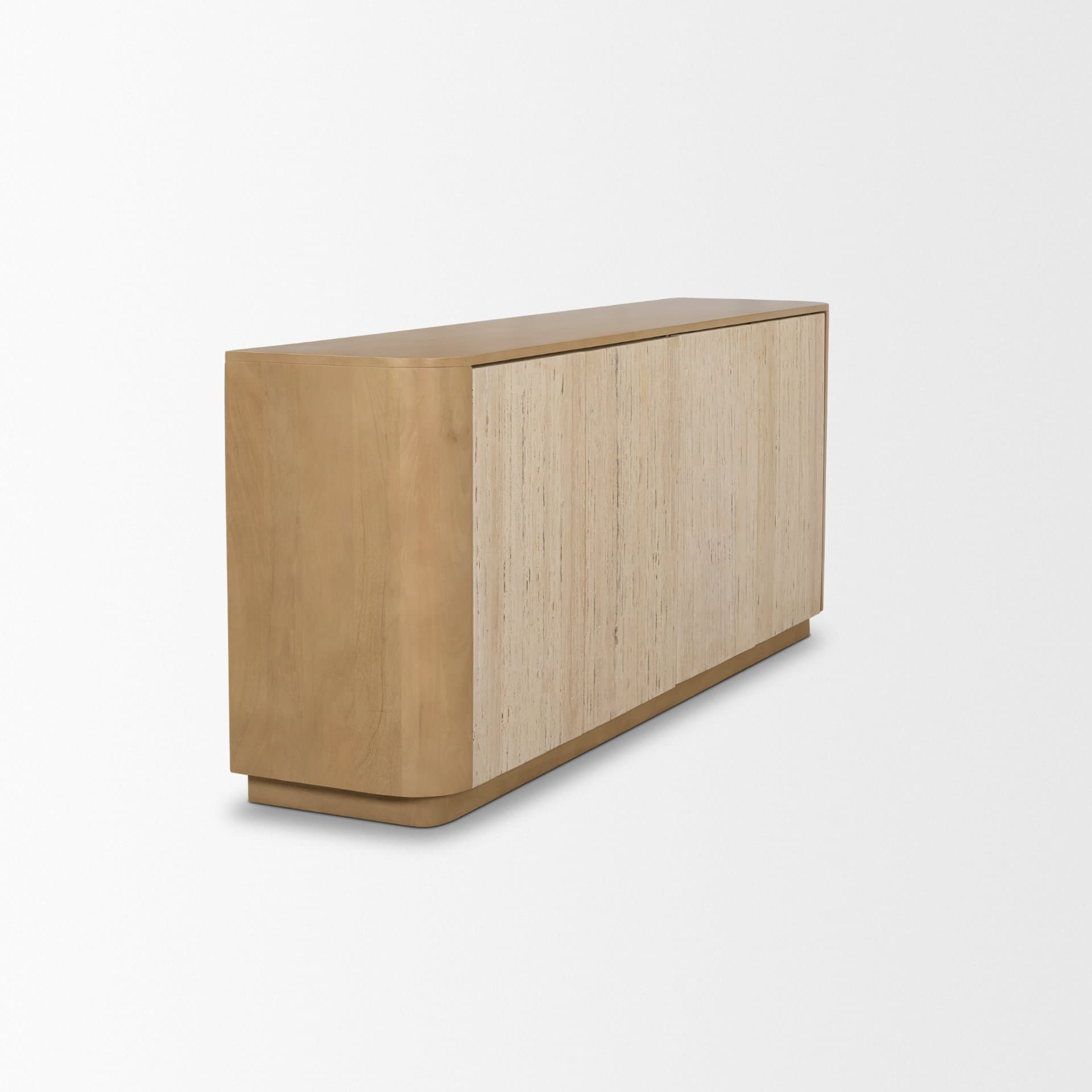 Serrin Solid Wood w/ Travertine 4 Door Closed Sideboard — product photograph