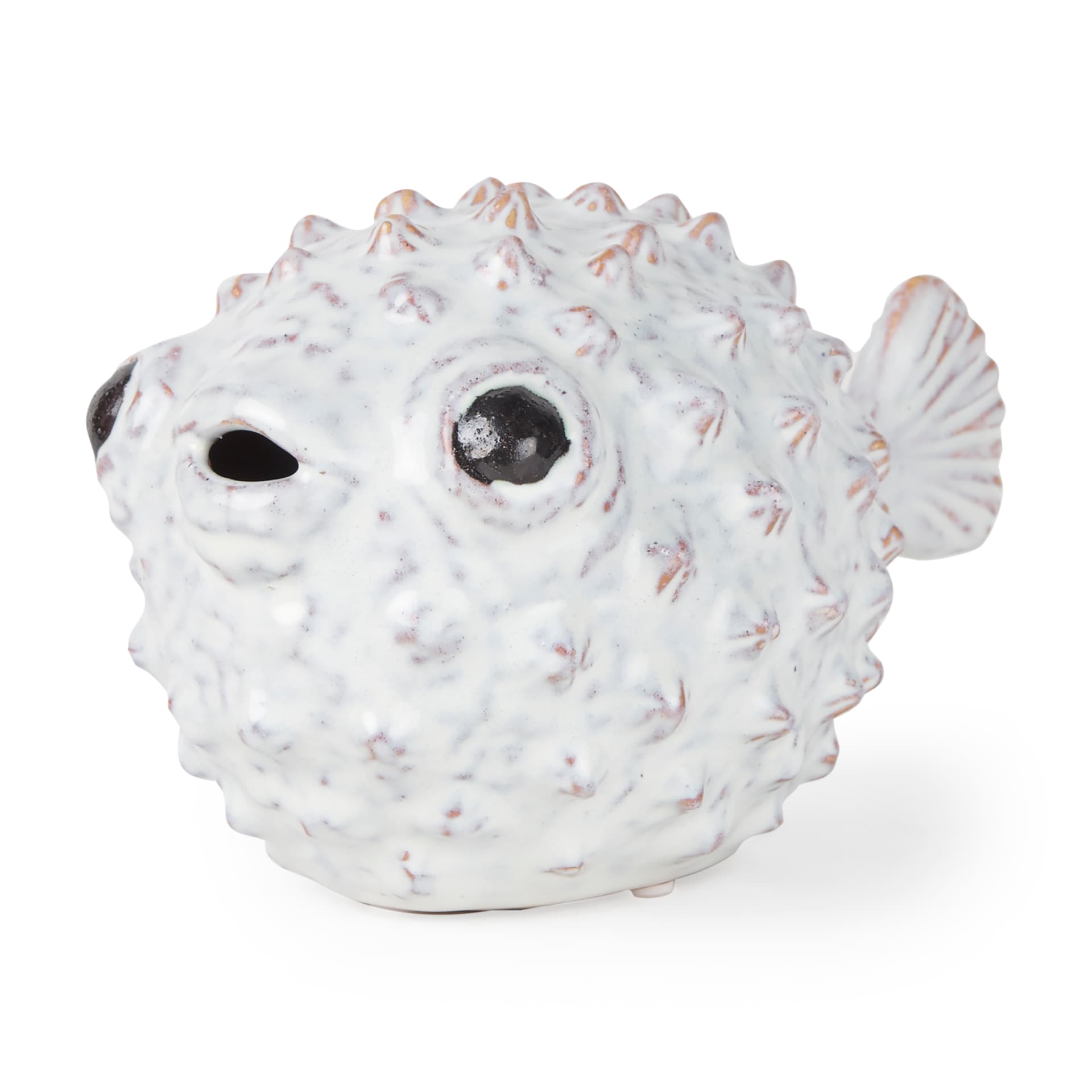 Spike II (Large) 10L x 6W Off-White Ceramic Puffer Fish — product photograph
