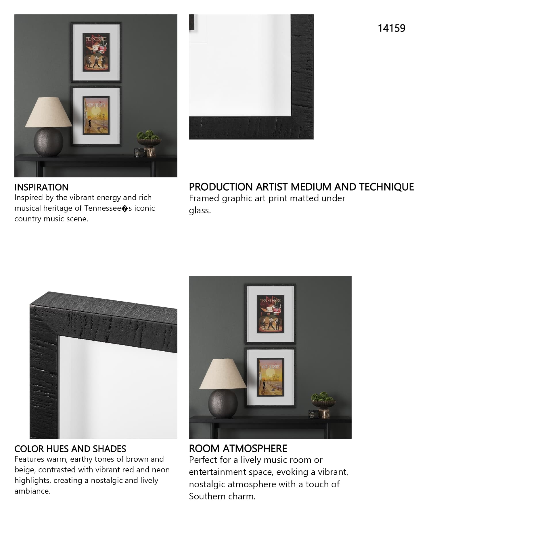 Tennessee Go USA (M) by Mercana Studio a Framed Art Print Matted under Glass — in a styled room