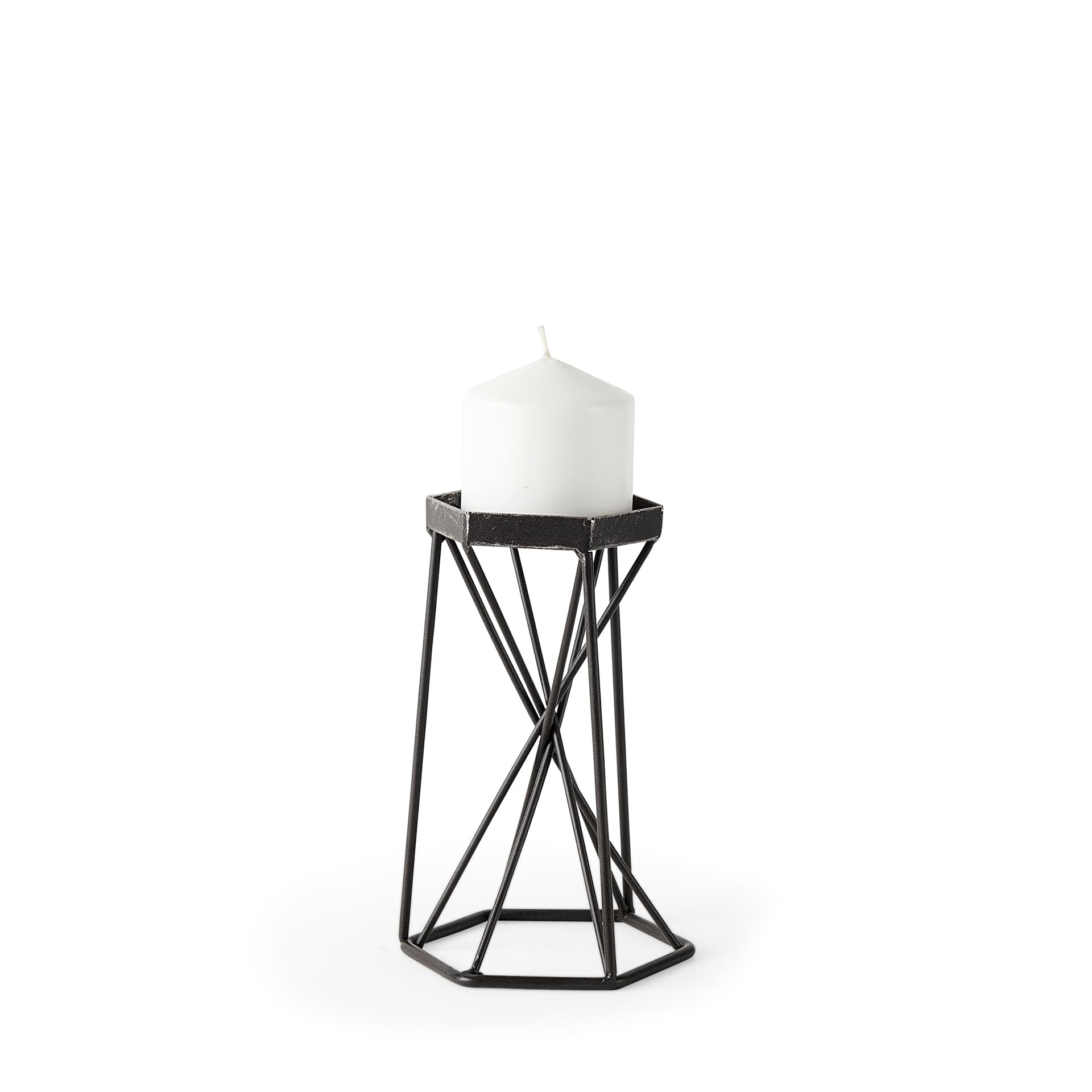 Sixx I Small Antiqued Metal Hexagonal Table Candle Holder — product photograph