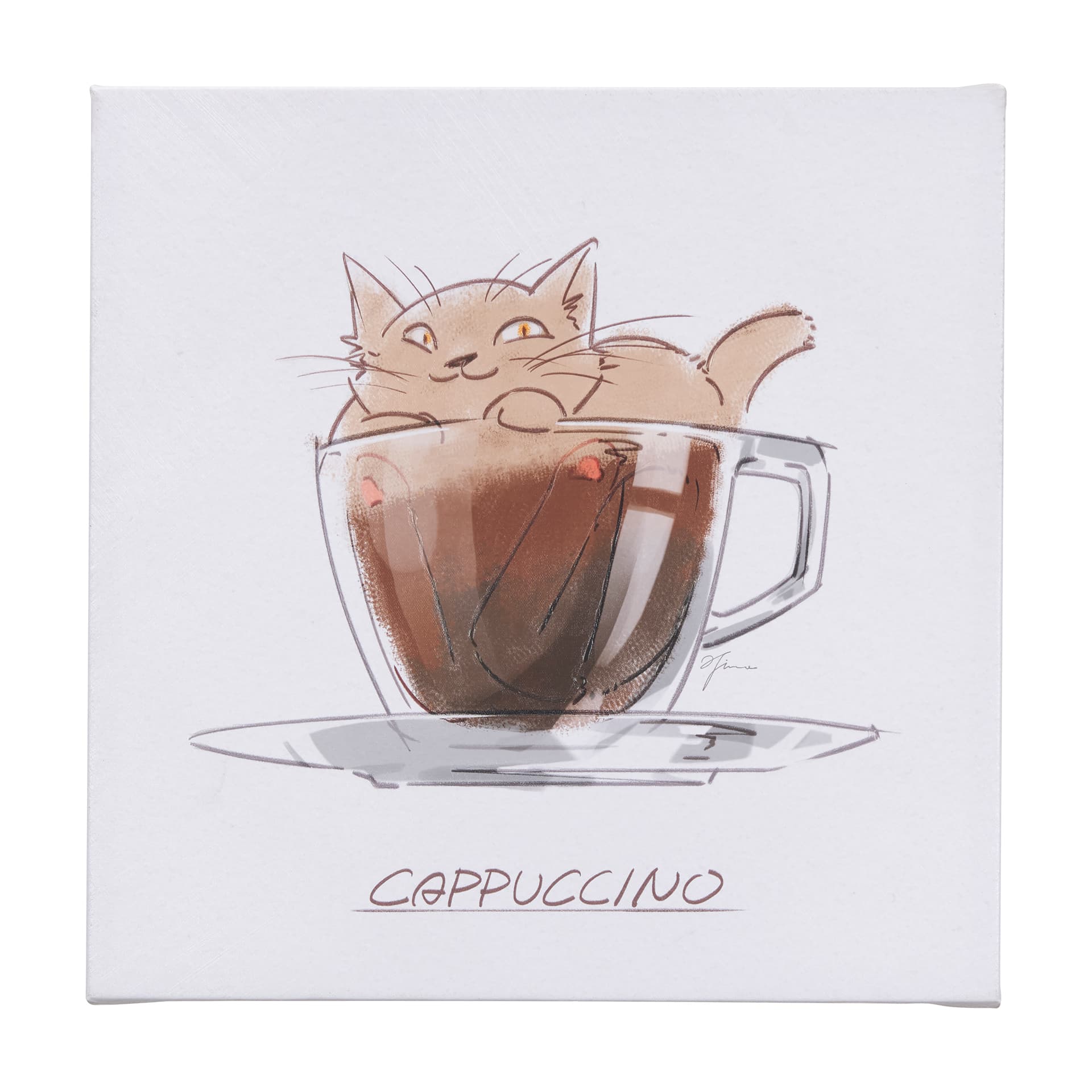 Coffee Cat II by Mercana Studio a Hand Embellished Textured Canvas — product photograph