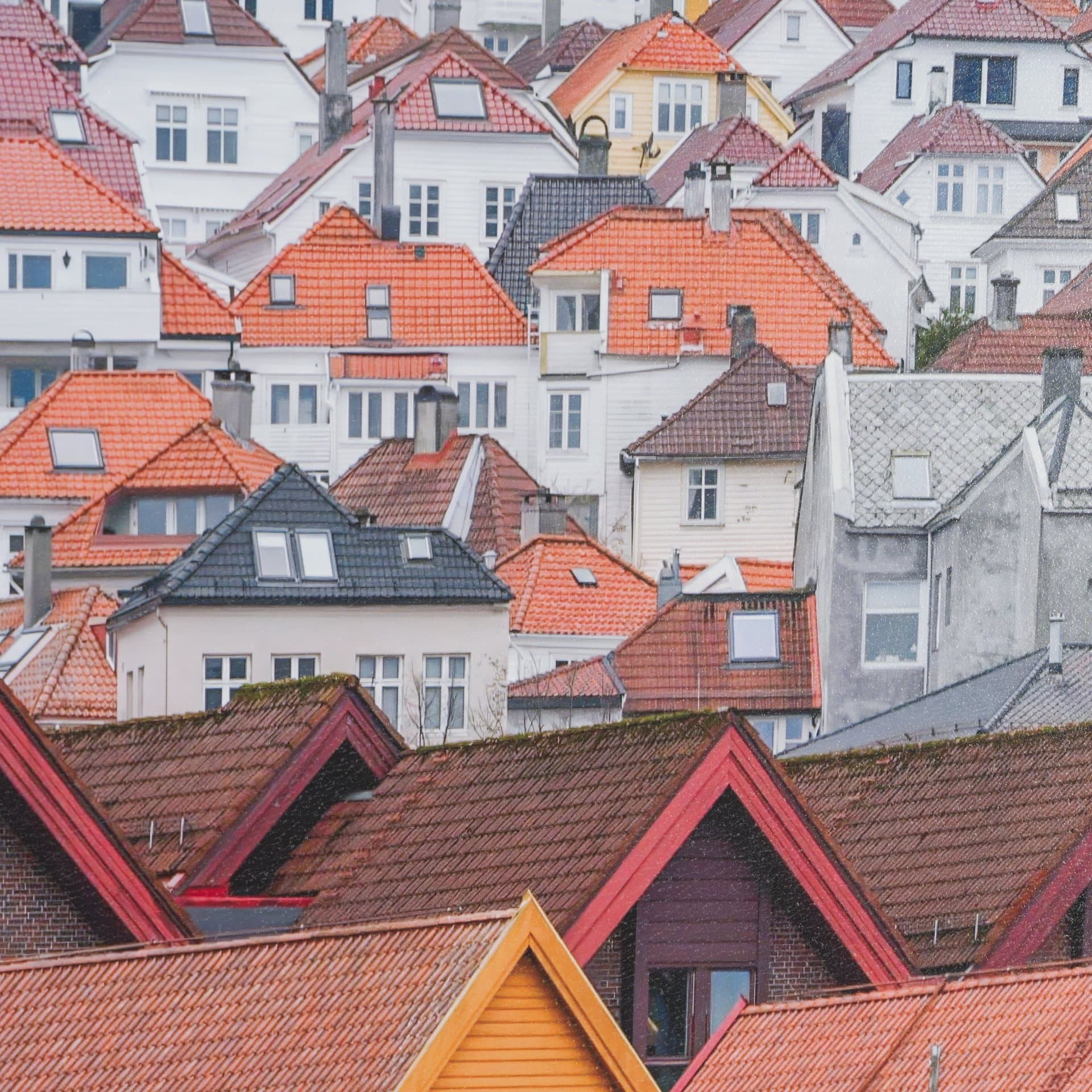 Waterfront in Bergen, Norway by Richard Silver Textured Framed Photo Print Matted under Glass — product photograph