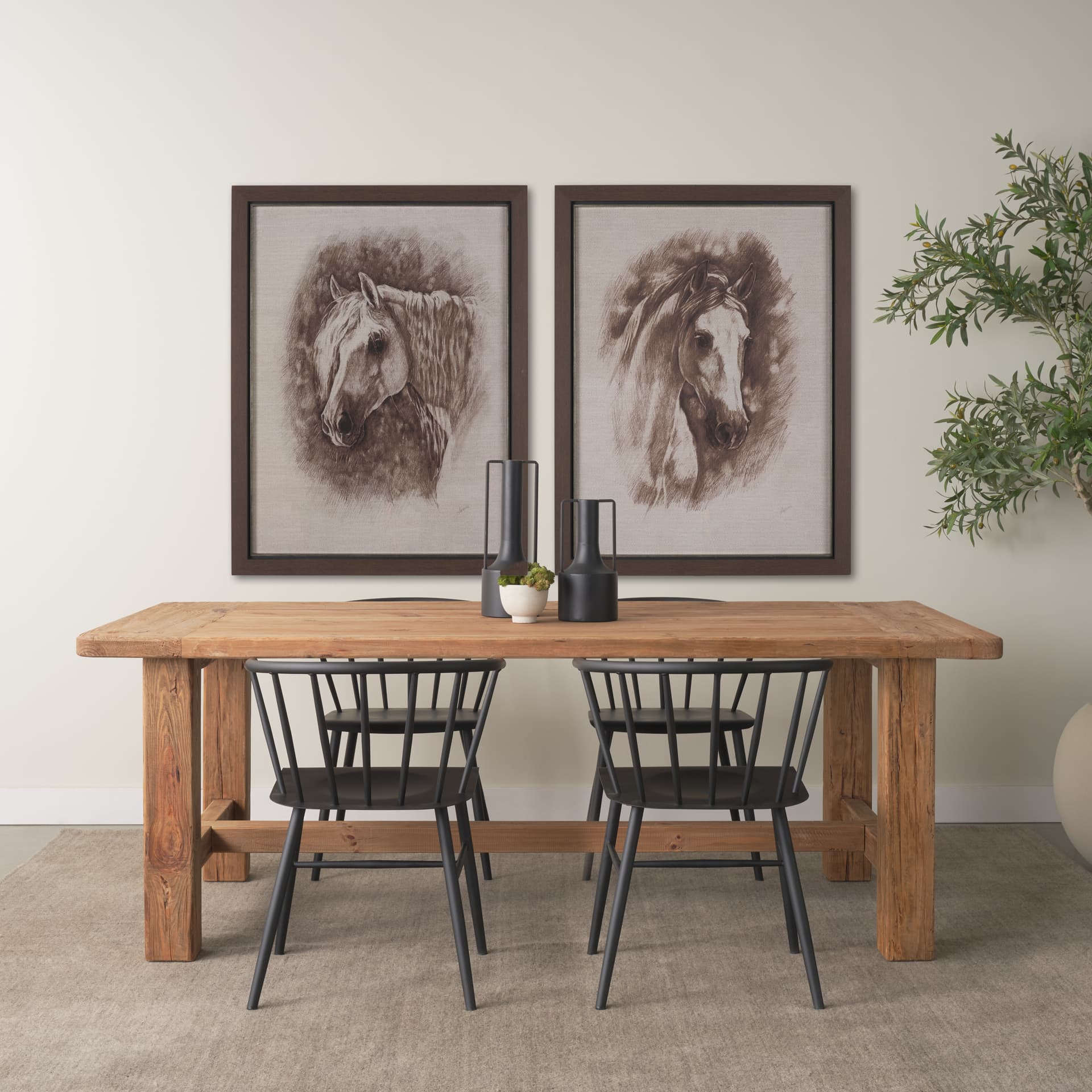 Portrait of a Thoroughbred II by Mercana Studio a Framed Art Print Matted under Glass — in a styled room