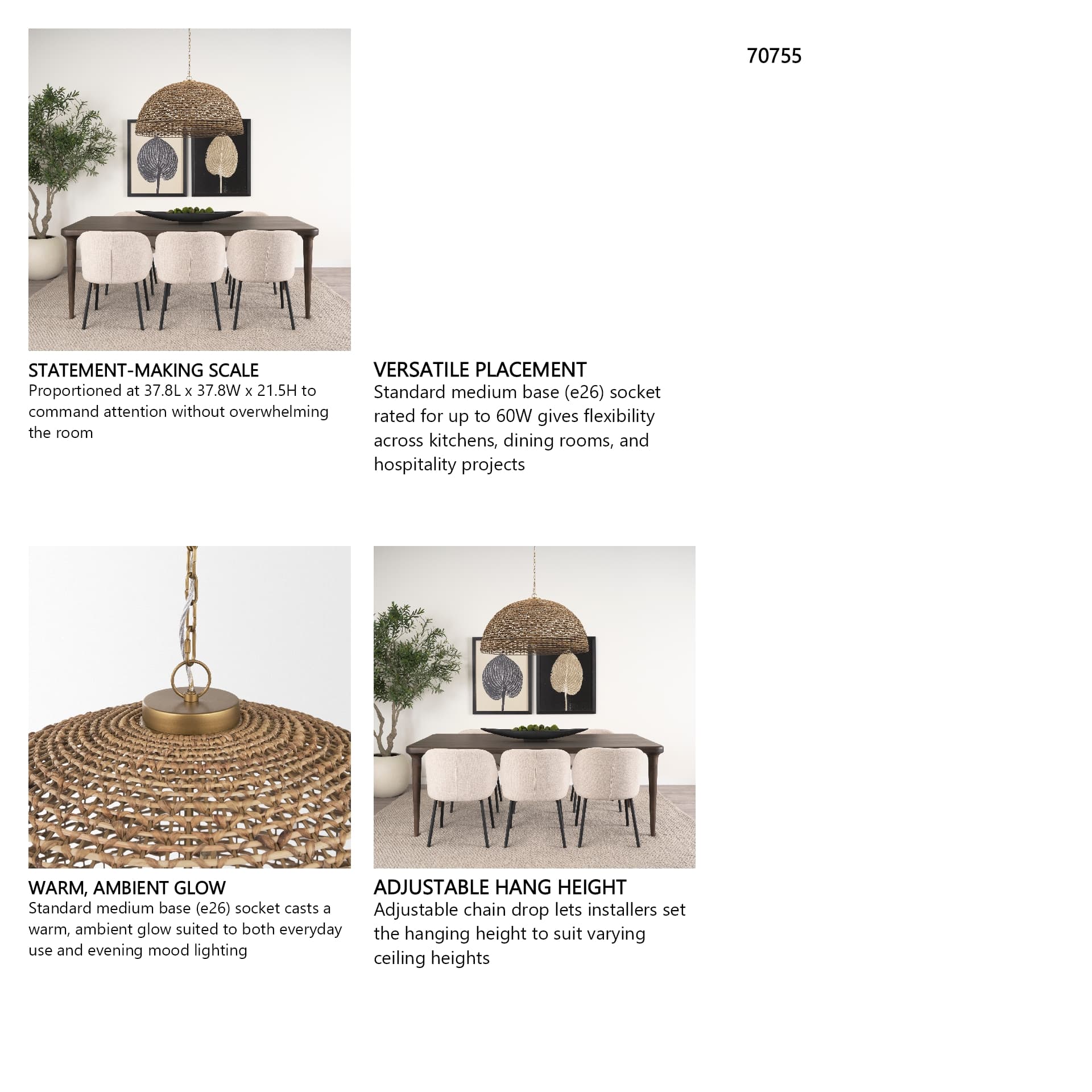 Sana Extra Large Watergrass Pendant Light — in a styled room