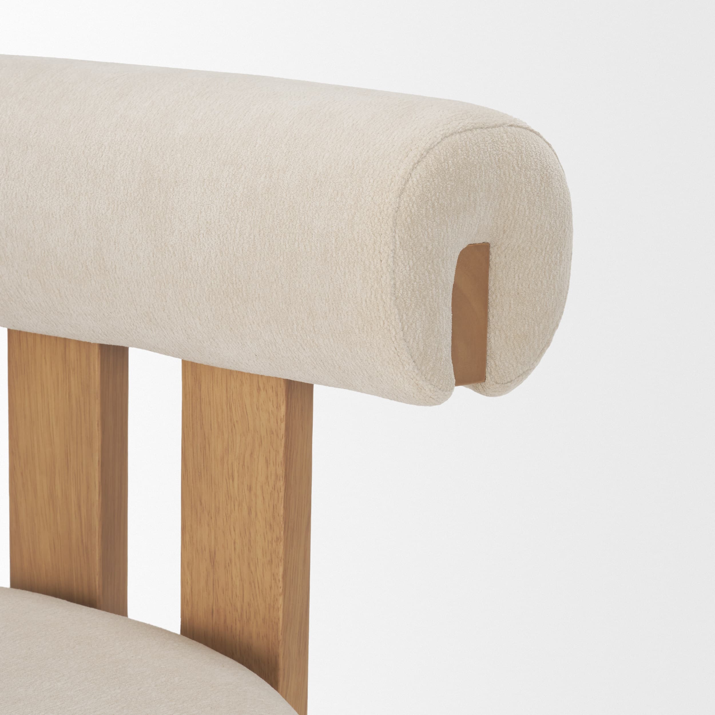 Tribeca Open Back Dining Side Chair | Cream Chenille w/ Brown Wood — product photograph