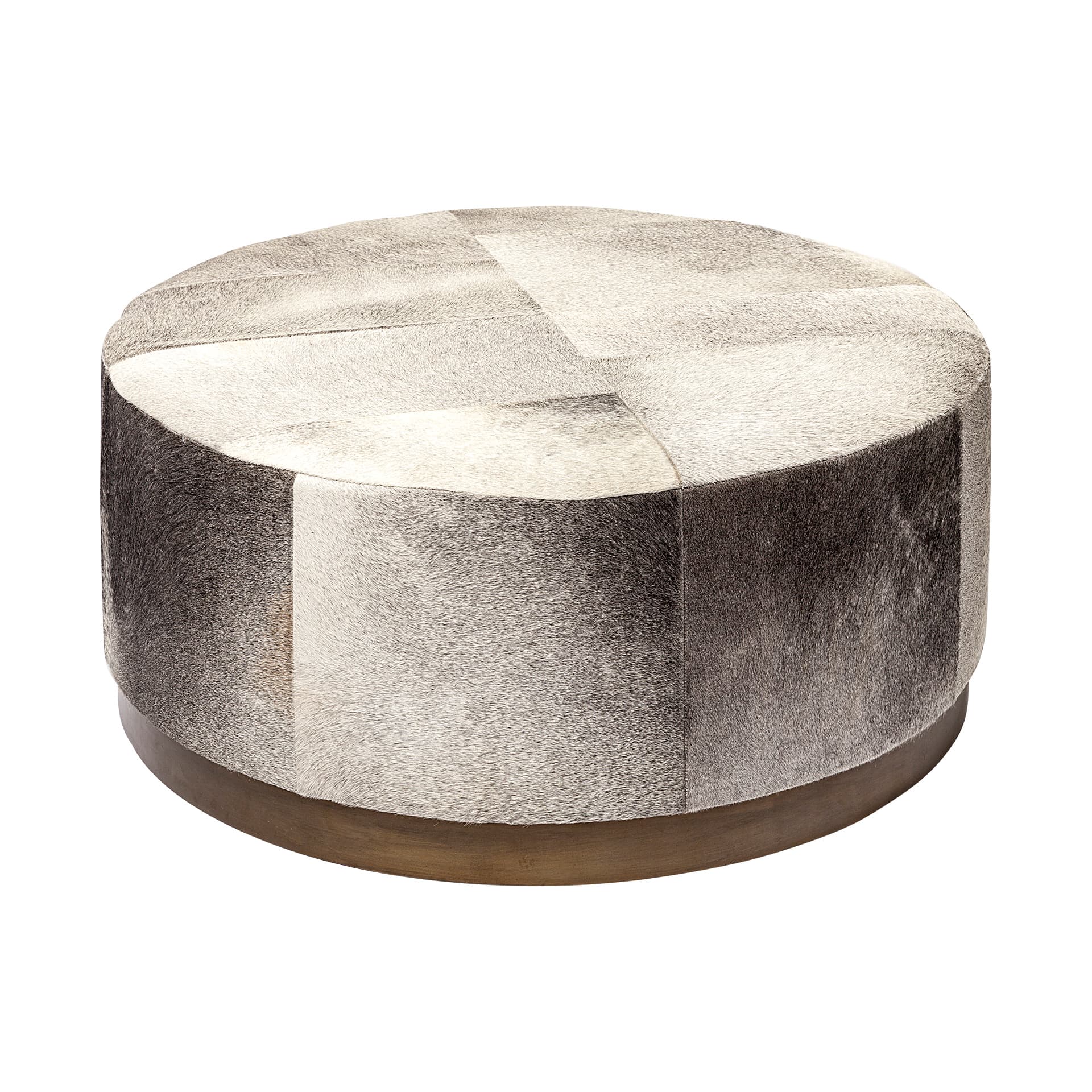 Zahavi 36" Gray Hair-On-hide W/Metal Base Ottoman — product photograph