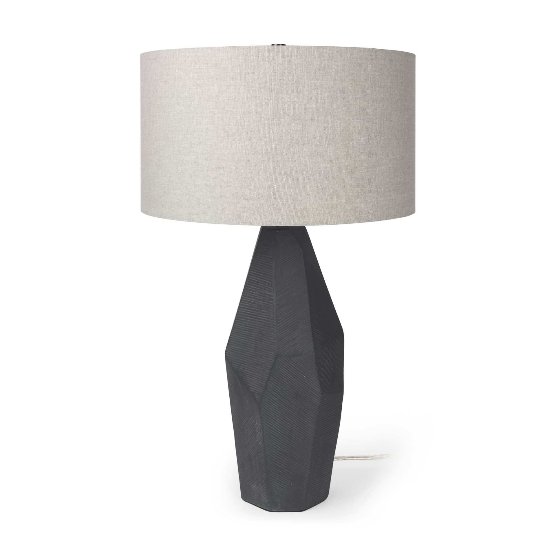 Piven Black w/ Gray Wash Textured Ceramic Table Lamp — product photograph