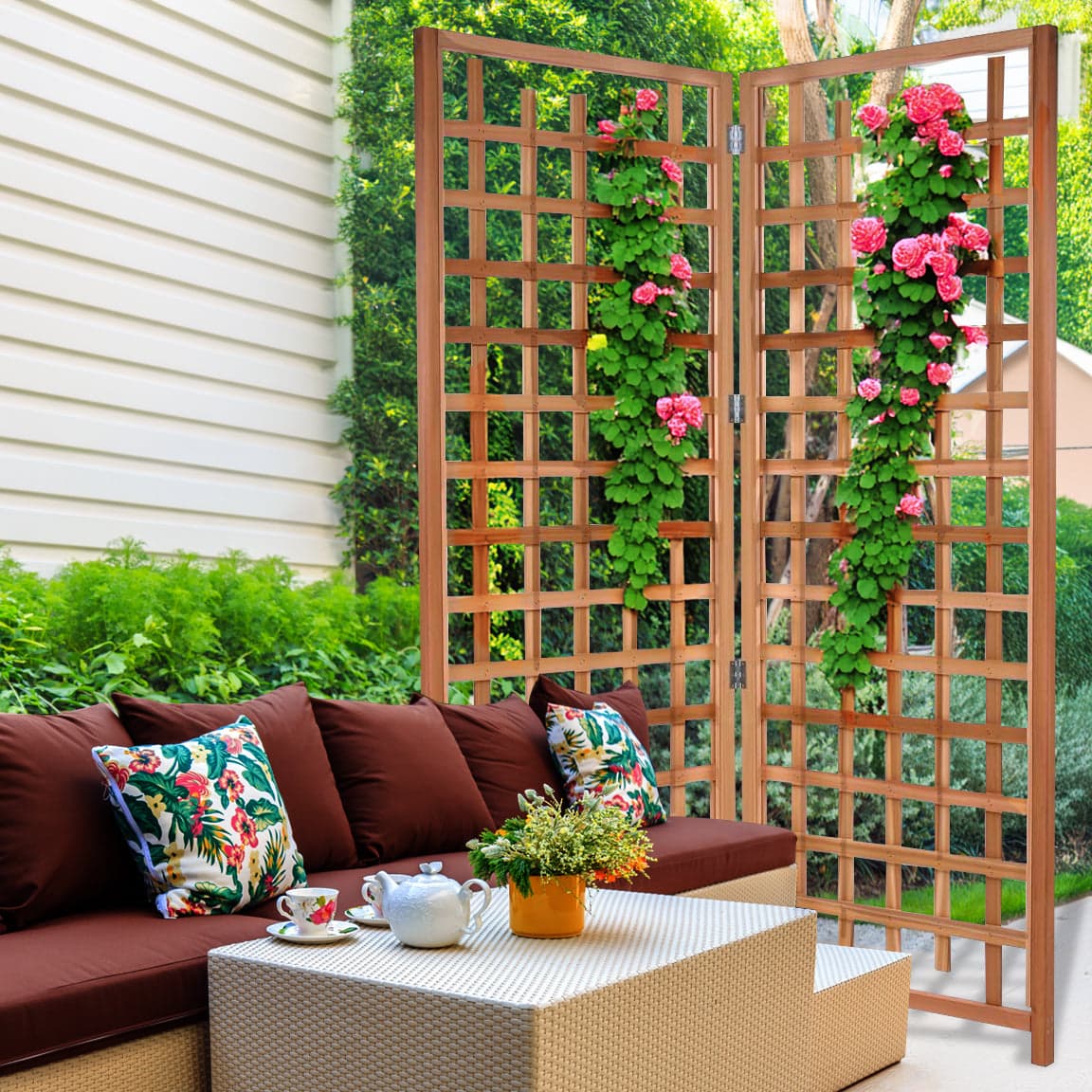 2-Piece Cedar Trellis Panel Set — product photograph