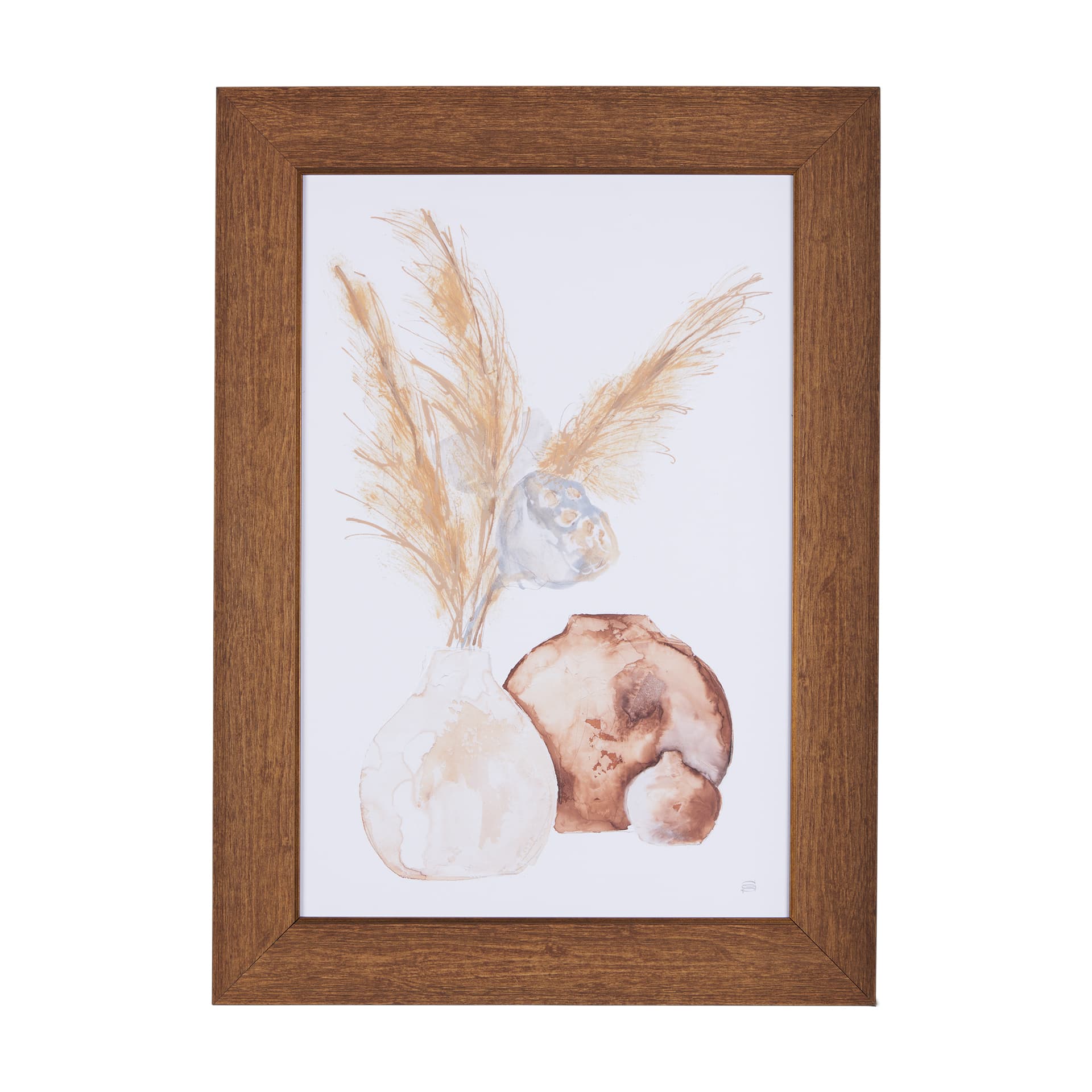 Vase Gray Lotus Pods by Mercana Studio a Hand Embellished Textured Framed Art Print — product photograph
