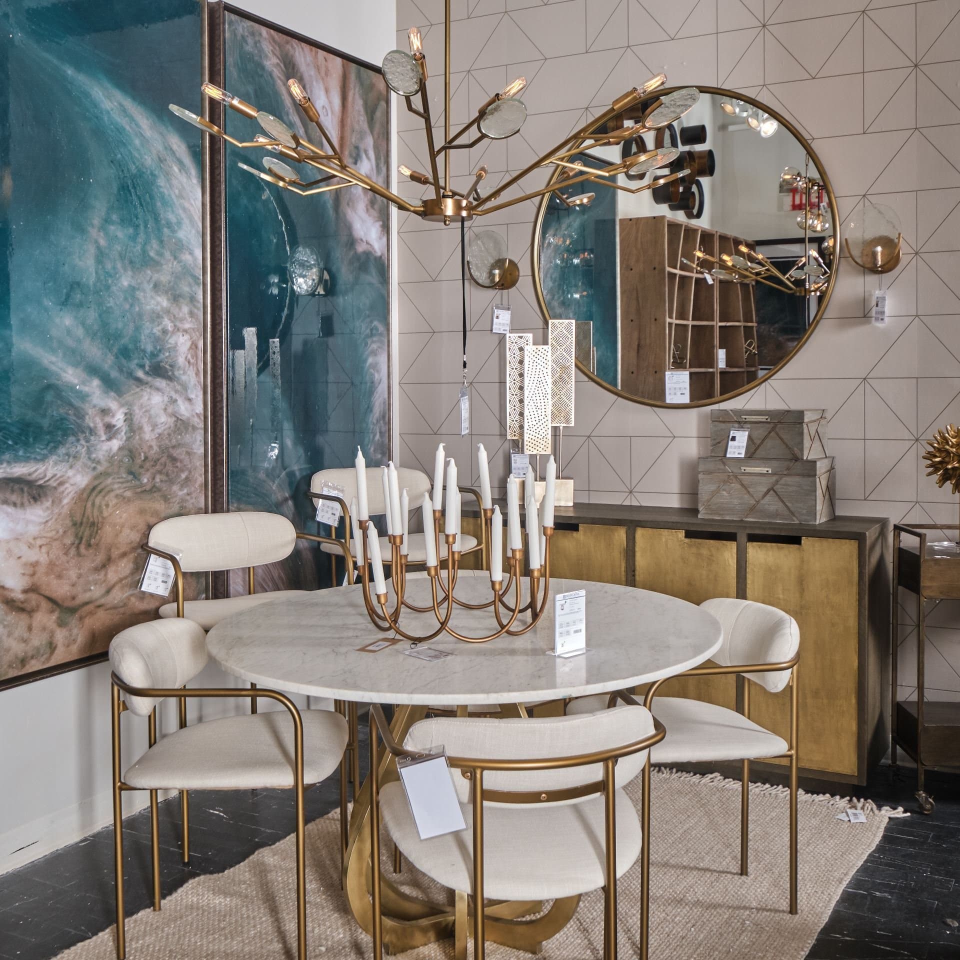 Piper 47.2L x 1.0W x 47.2H Large Gold Metal Round Wall Mirror — product photograph