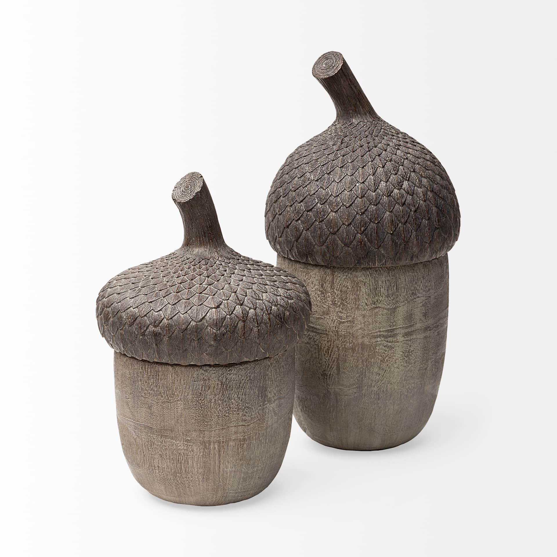 Mandor I (Small) 6L x 6W Brown Resin Acorn Box — product photograph