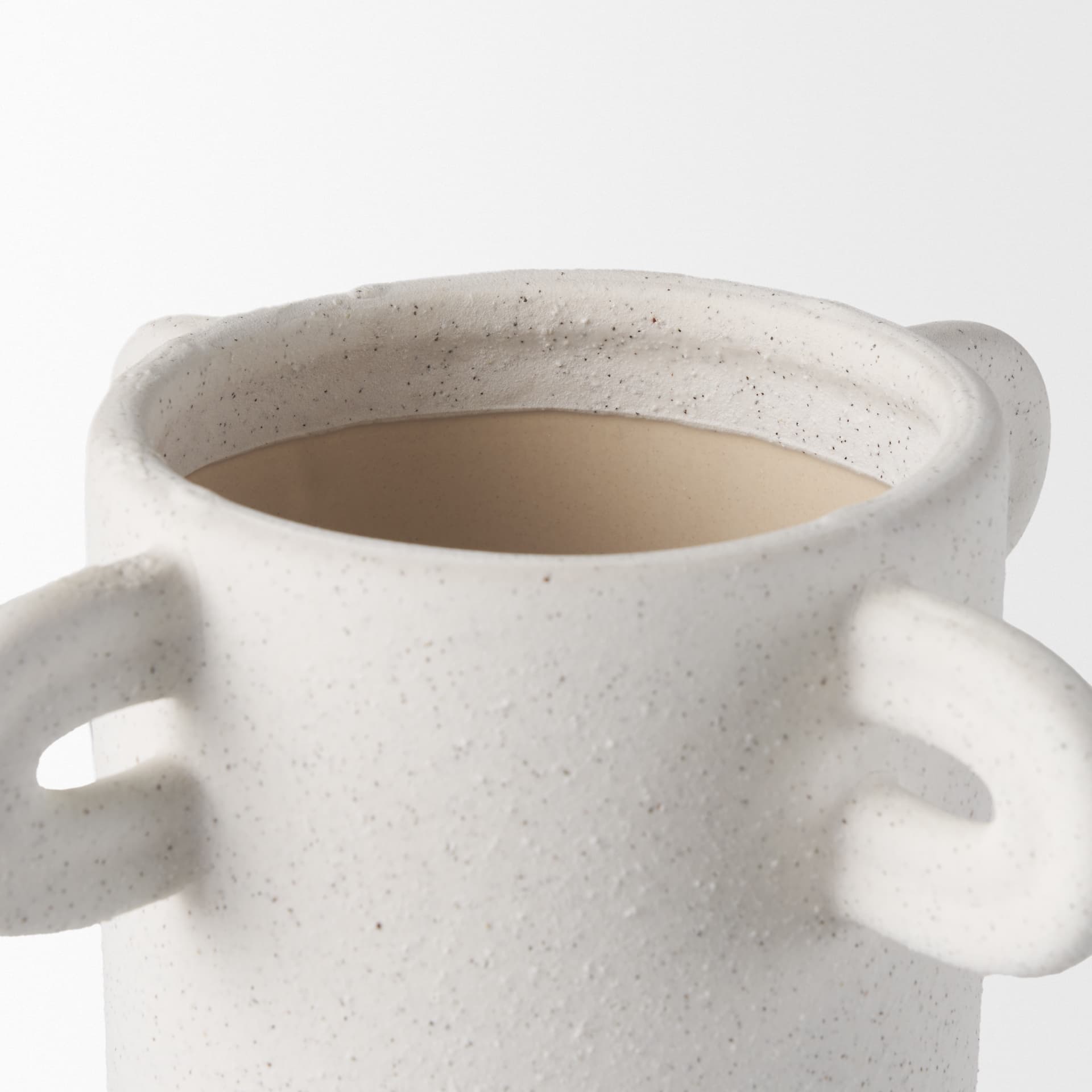 Dylan Tall Textured Off White w/ Handles Ceramic Vase — product photograph