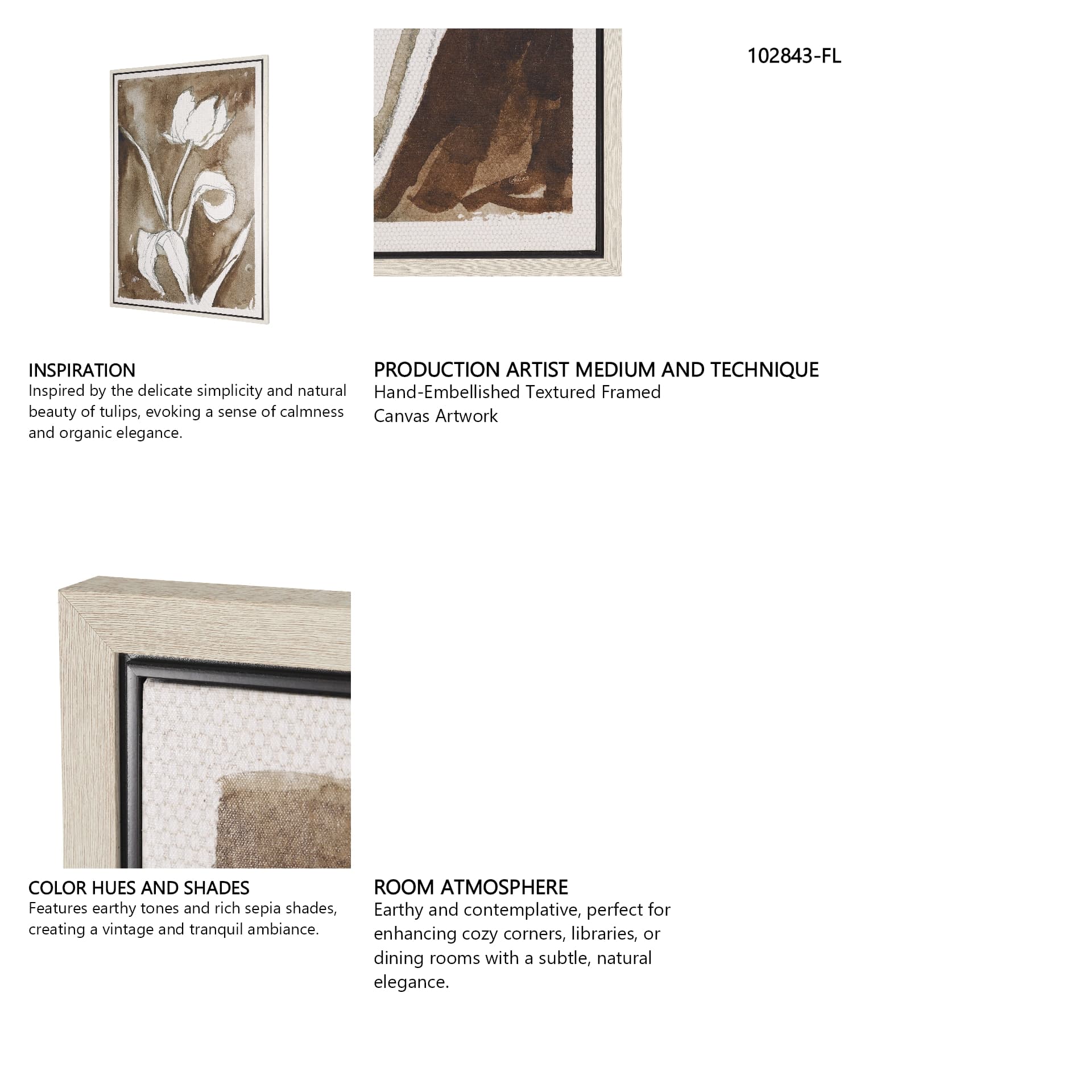 Tulip Bloom V by Mercana Studio Hand-Embellished Textured Framed Canvas Artwork — in a styled room