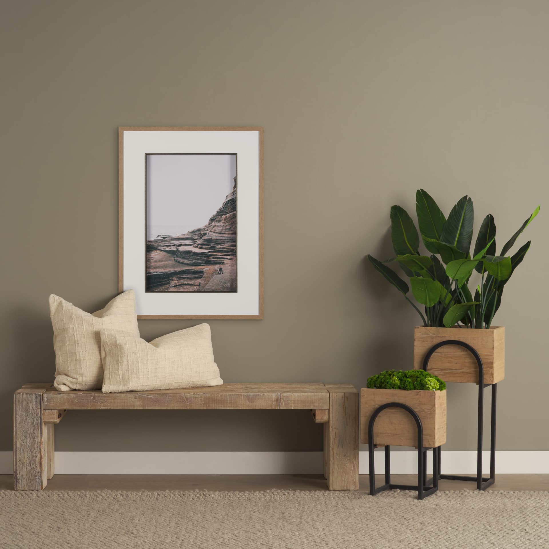 Rocky Shore Hawaii by Max Blakesberg Studios a Hand Embellished Framed Photo Art Print Matted under — in a styled room