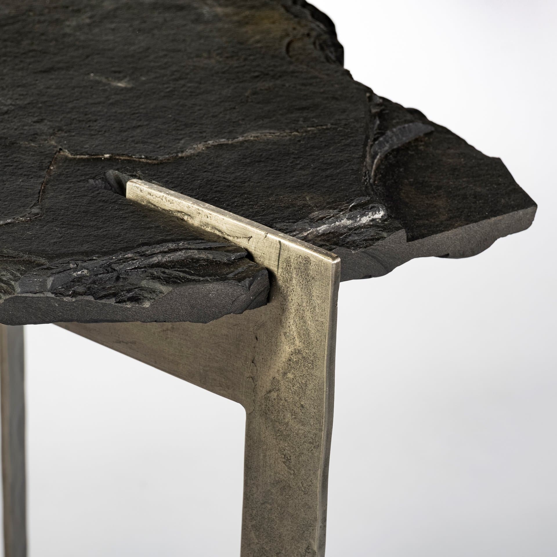 Shale III 50L x 20W Black Live-Edge Slate and Iron Console Table — product photograph