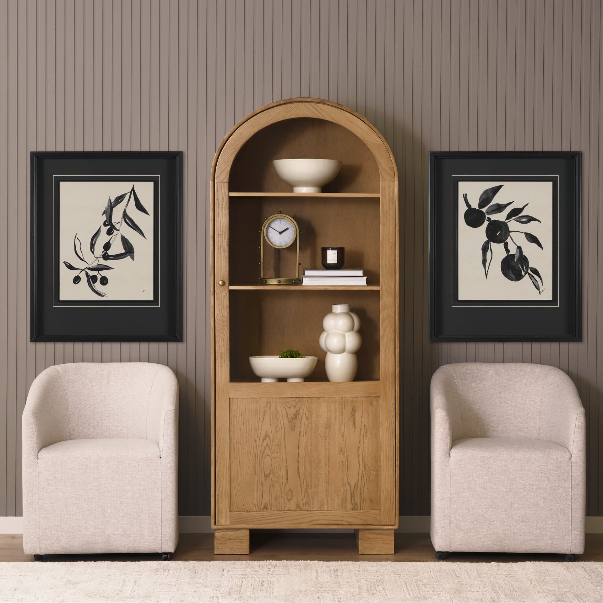 Hawthorne Solid Oak Wood w/ Glass Curio Cabinet — product photograph