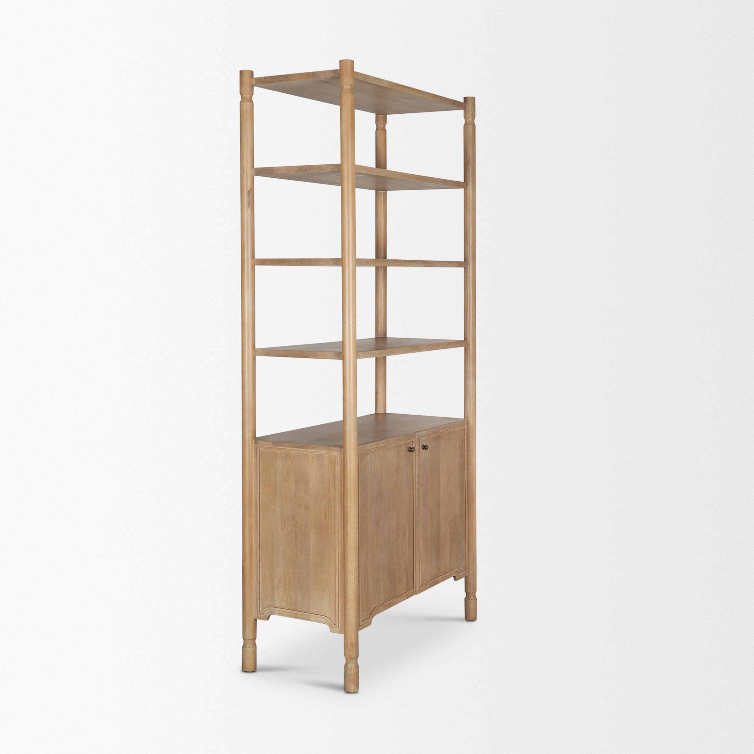Phil Light Brown Wood 2 Door 3 Shelves Open Shelving Unit — product photograph