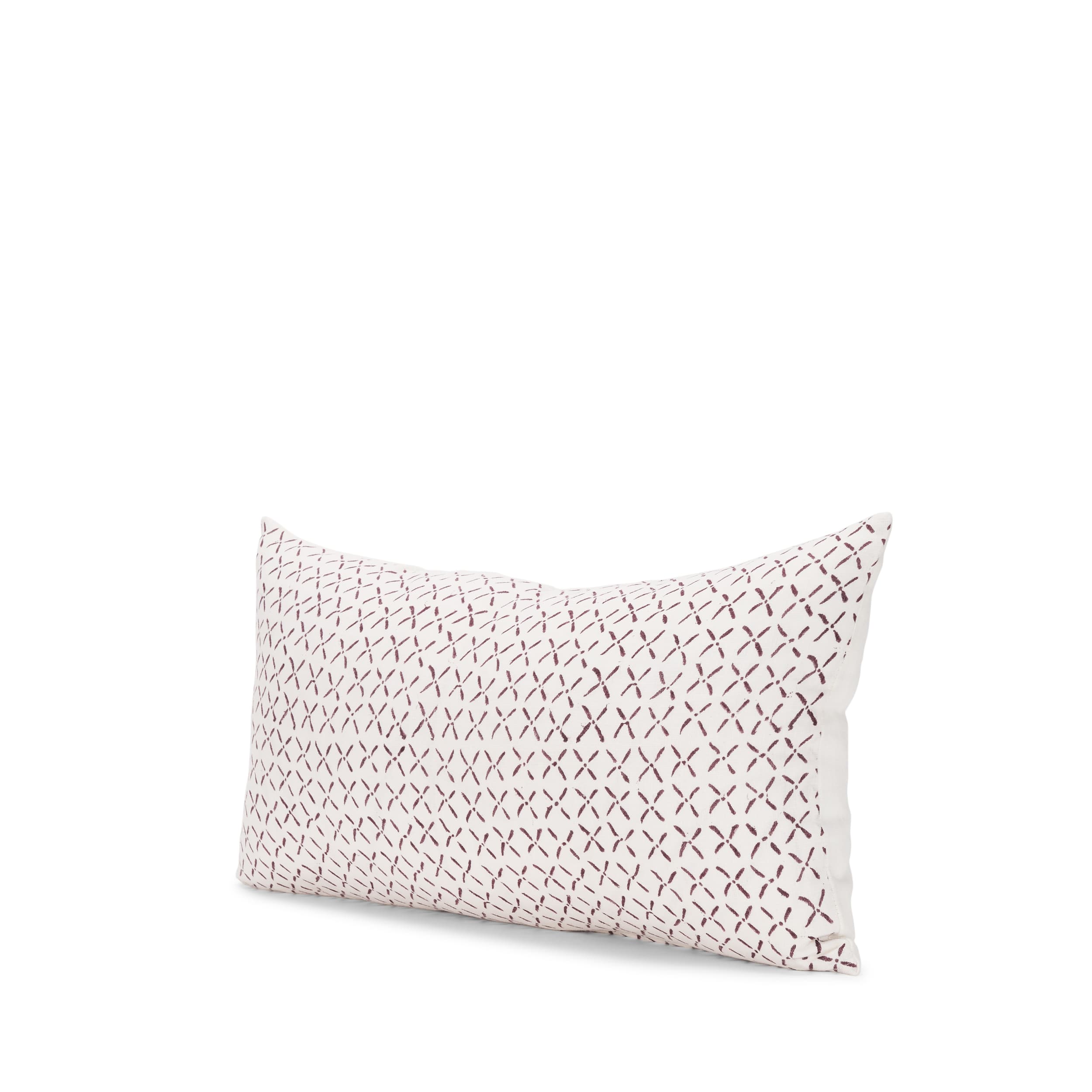 Jayden 14x26 Cream w/ Merlot Print Linen Lumbar Pillow Cover — product photograph