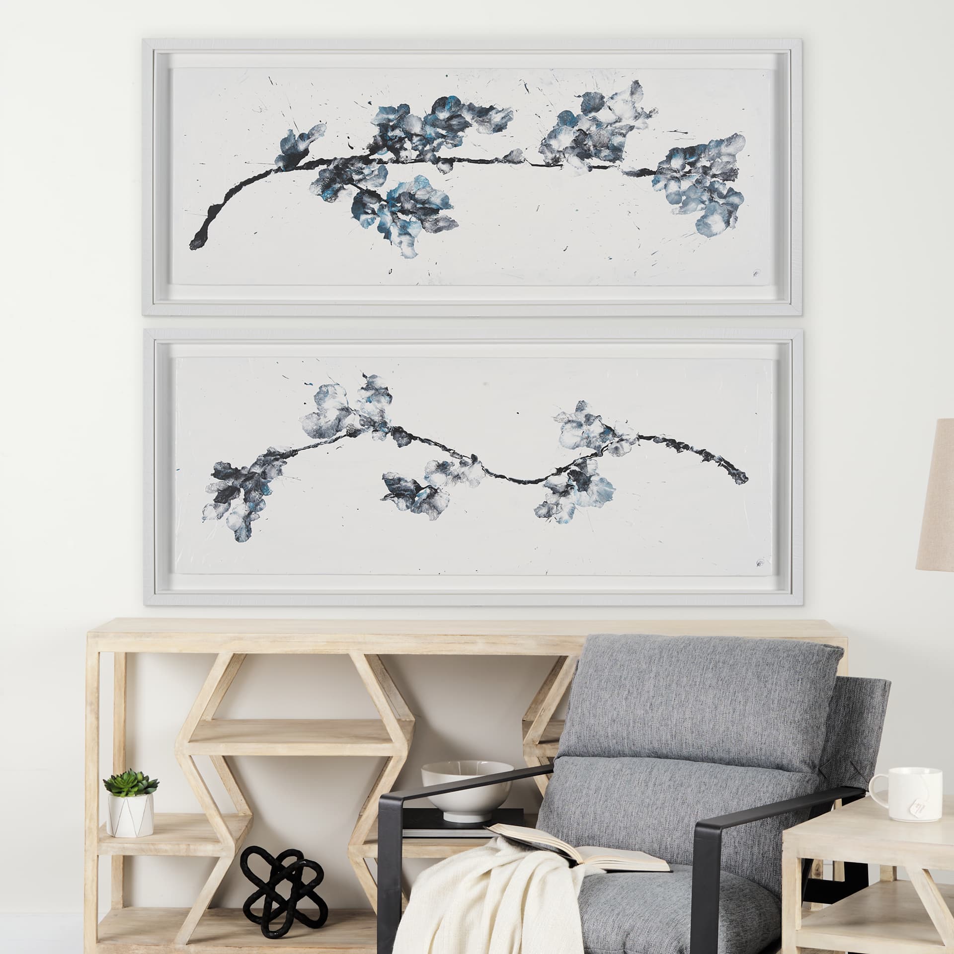 Pear Blossom II by Studio M a Framed handmade Original Artwork — in a styled room