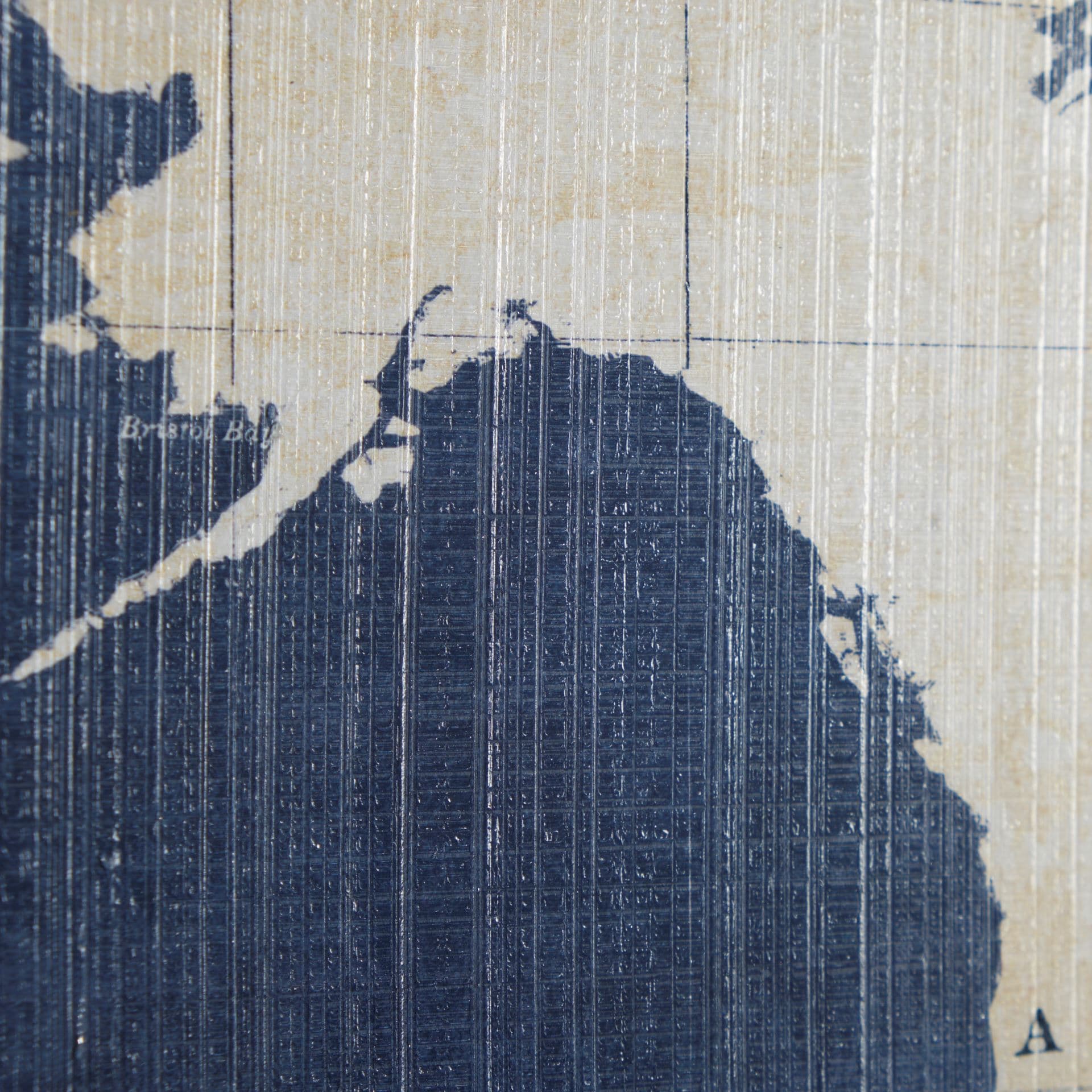Blueprint World Map by Sue Schlabach a Hand Embellished Textured Framed Art Print Matted under Glass — product photograph