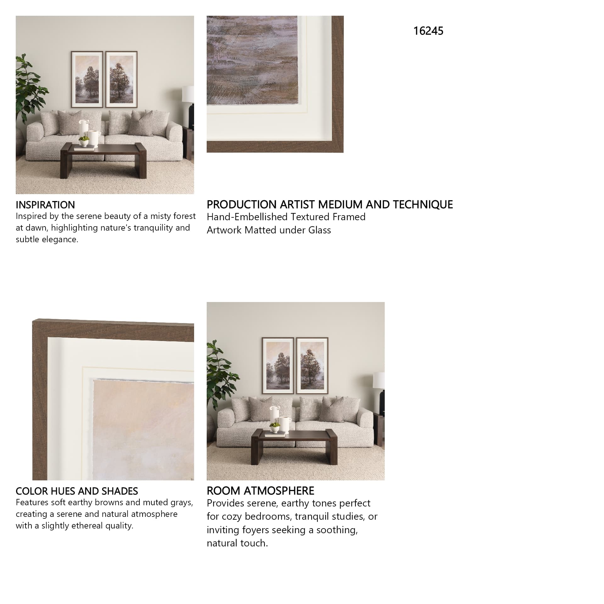 Peaceful Forest II by Mercana Studio Hand-Embellished Textured Framed Artwork Matted under Glass — in a styled room