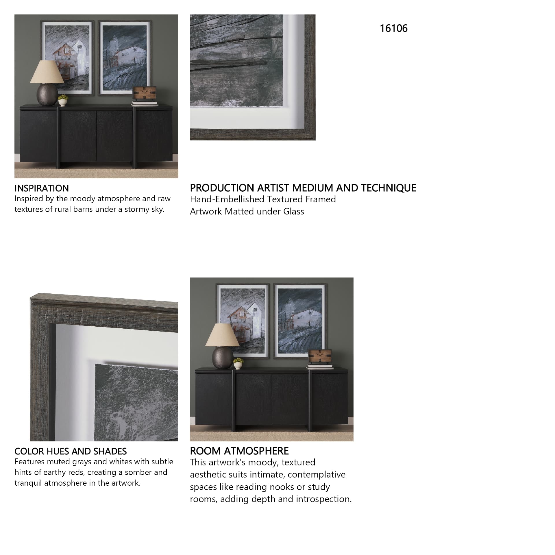 Community 2C by Mercana Studio Hand-Embellished Textured Framed Artwork Matted under Glass — in a styled room