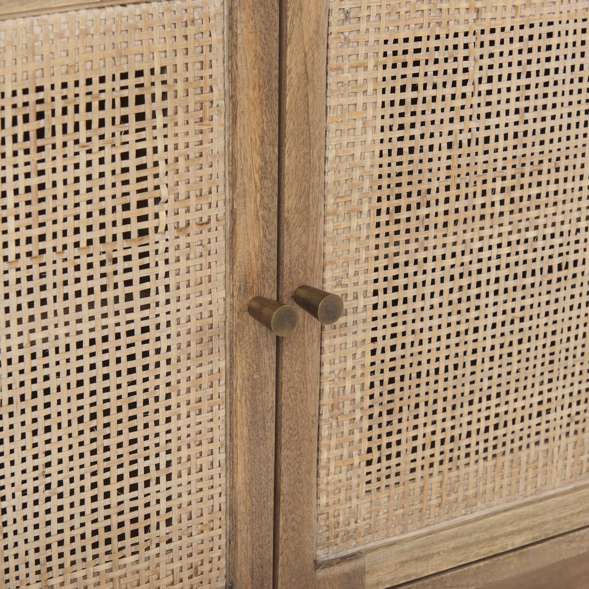 Grier 65" Light Brown Wood w/ Cane Media Console — product photograph