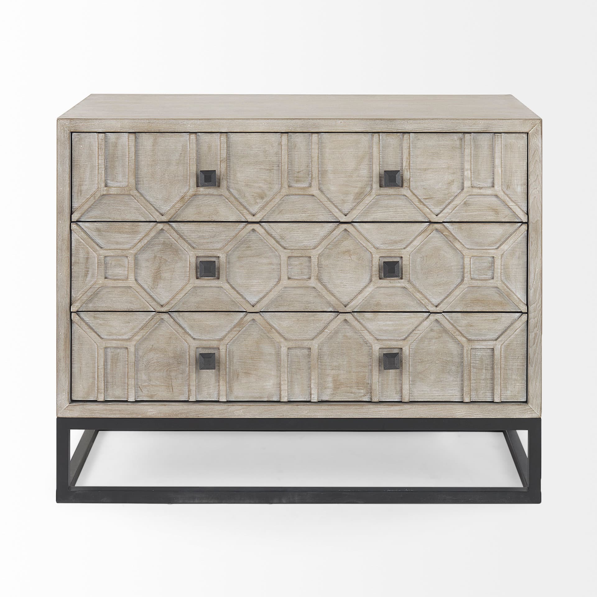 Genevieve I 39L x 16W Light Brown Fir Veneer 3 Drawer Accent Cabinet — product photograph