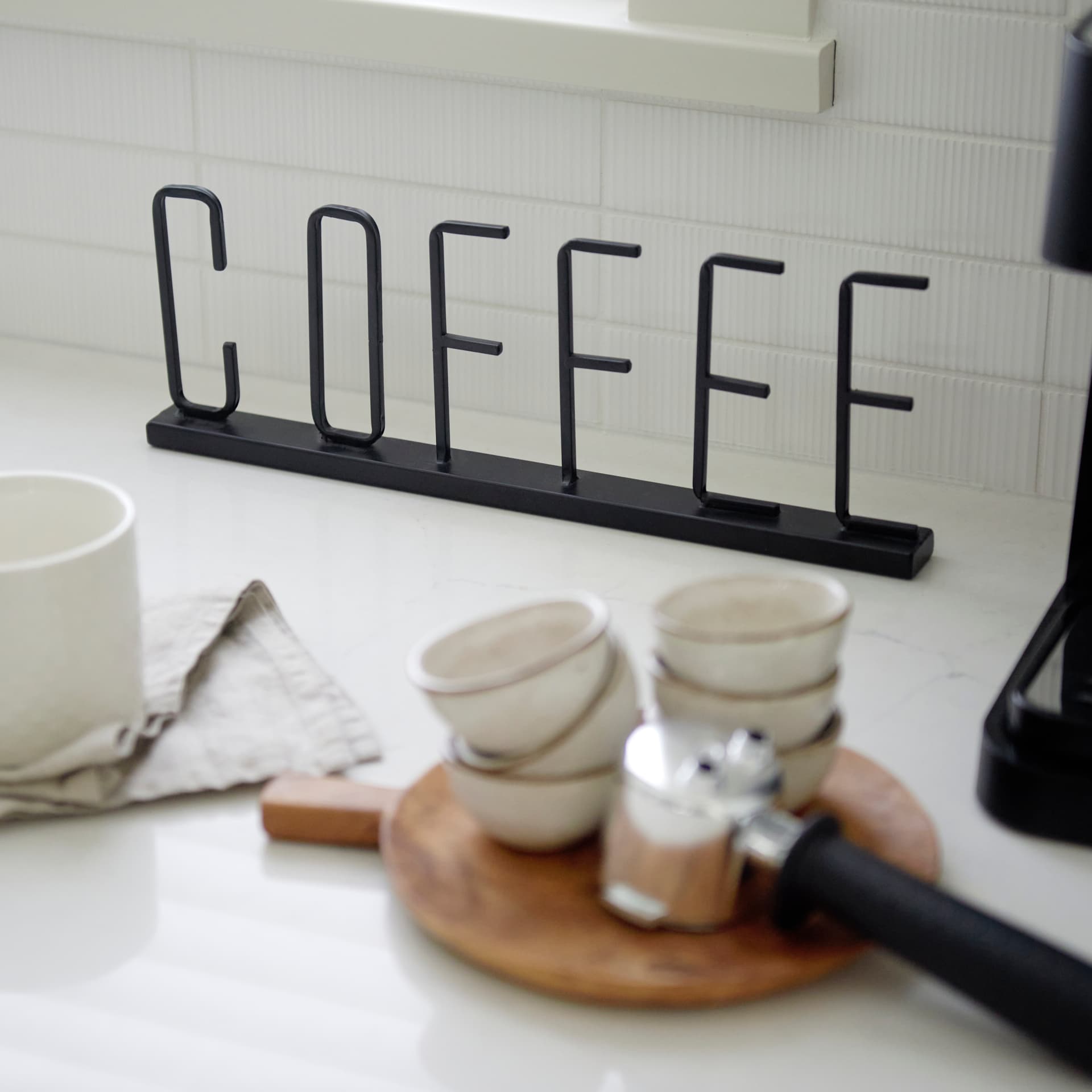 Coffee 15L x 1W Black Metal Sign — product photograph
