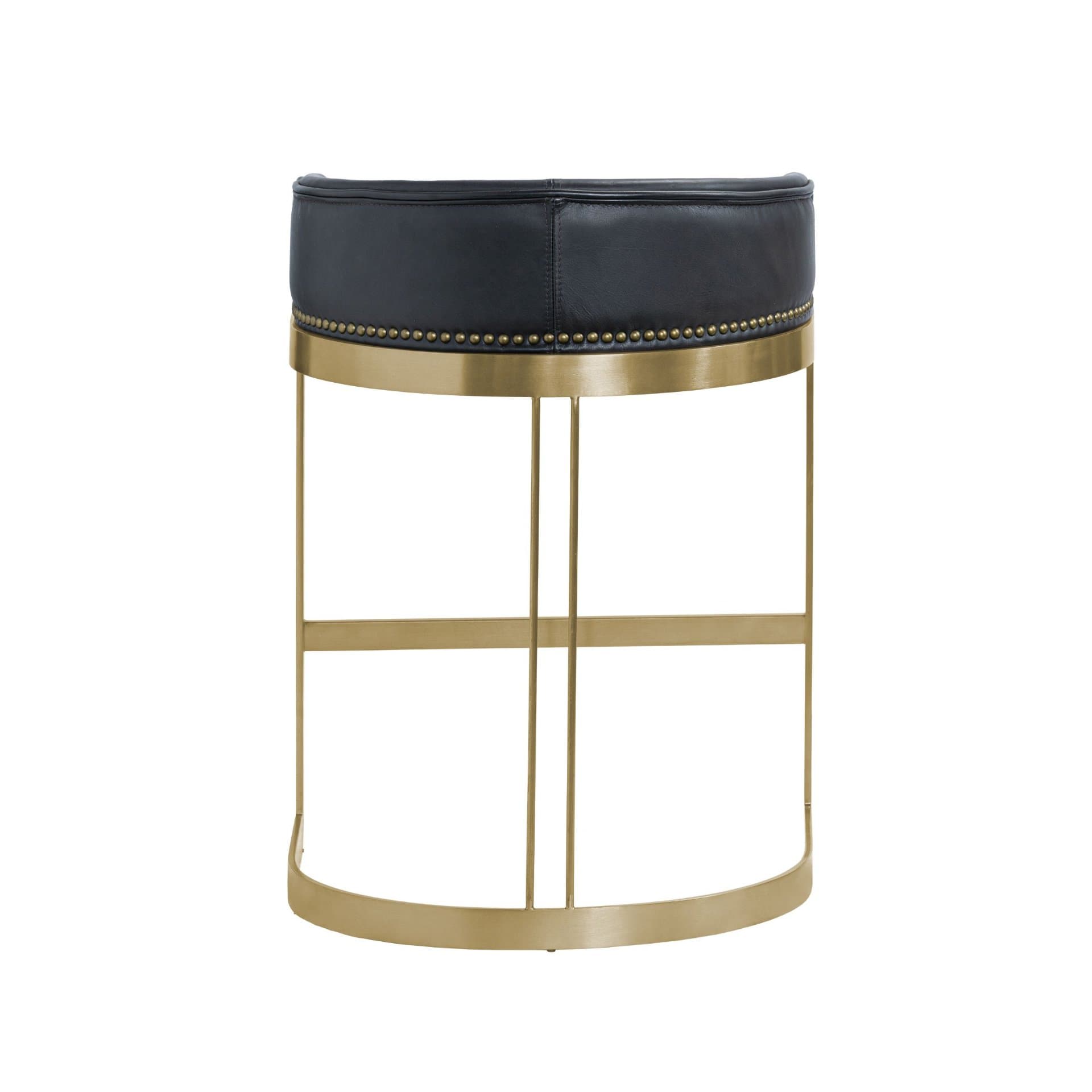 Hollyfield Low Back 24.75in Seat Counter Stool | Black Leather — product photograph