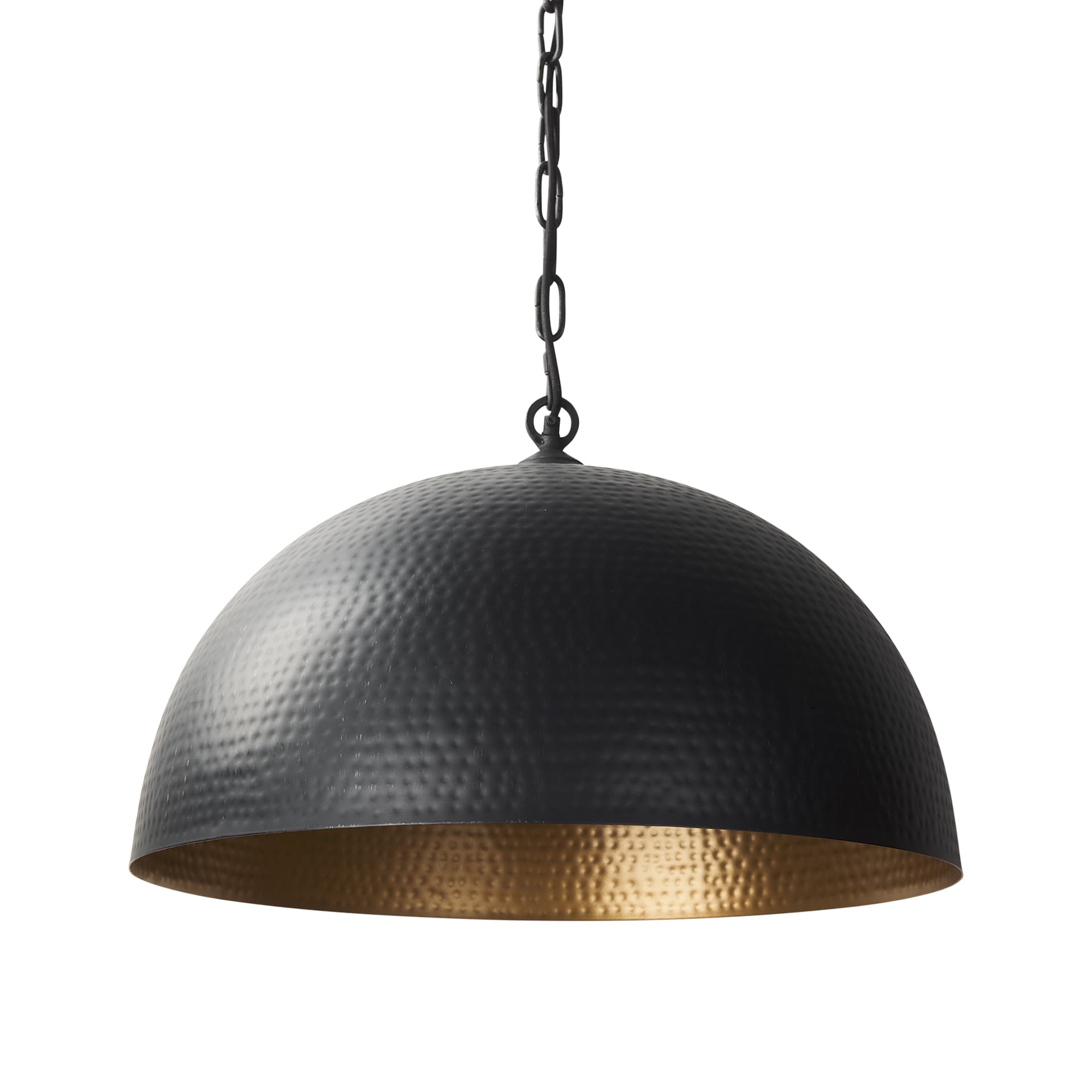 Karina 24" Round Matte Black Hammered Metal Dome Pendant Light — product photograph