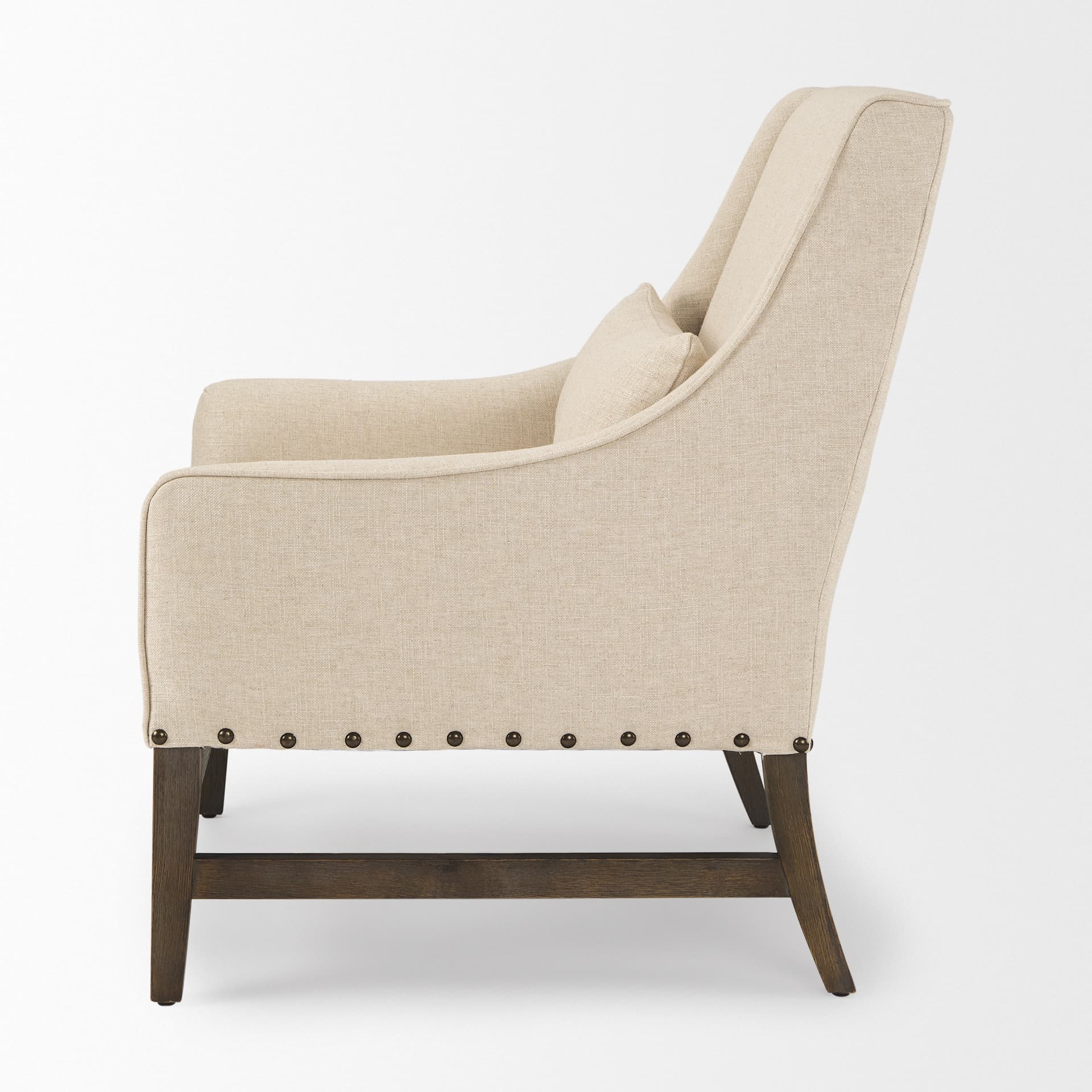 Kensington Cream Linen Fabric and Wood Accent Chair — product photograph