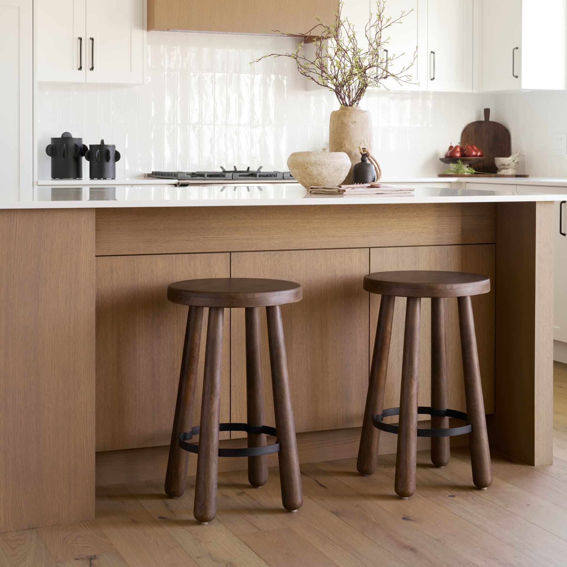 Weldon Backless 26in Seat Counter Stool | Dark Brown Wood w/ Metal — product photograph