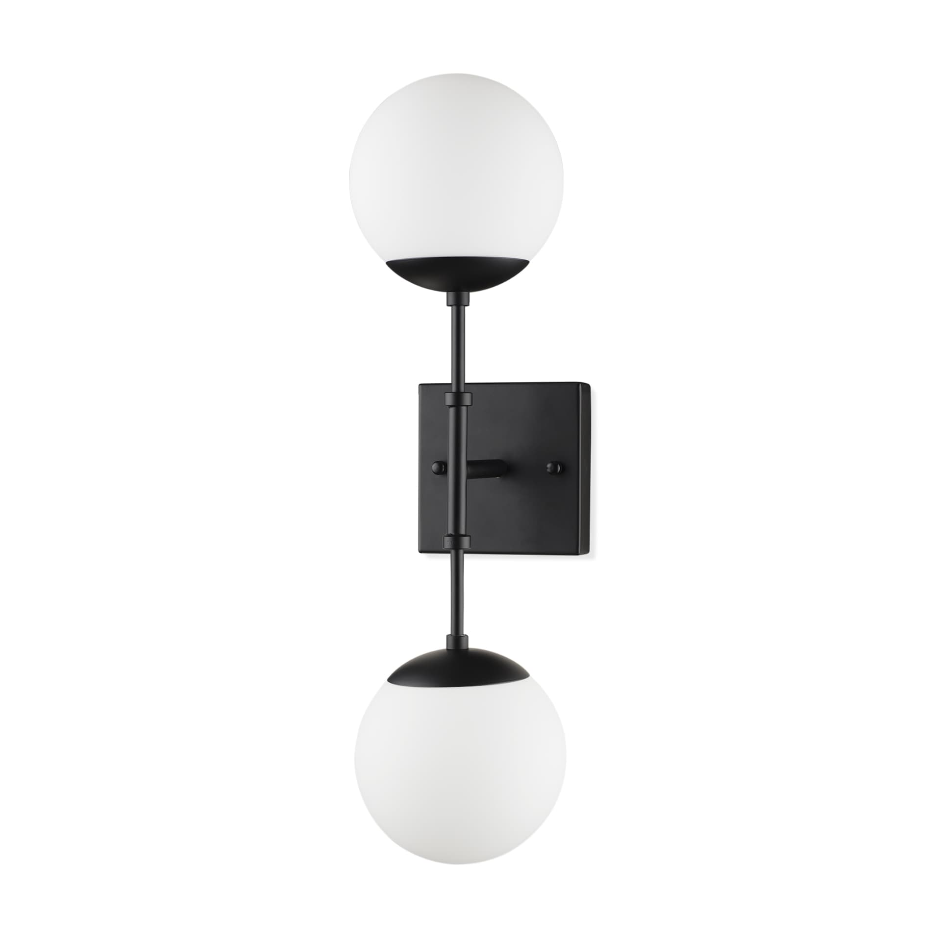 Edie Matte Black Metal w/ Frosted Glass Globes 2-Light Wall Sconce — product photograph