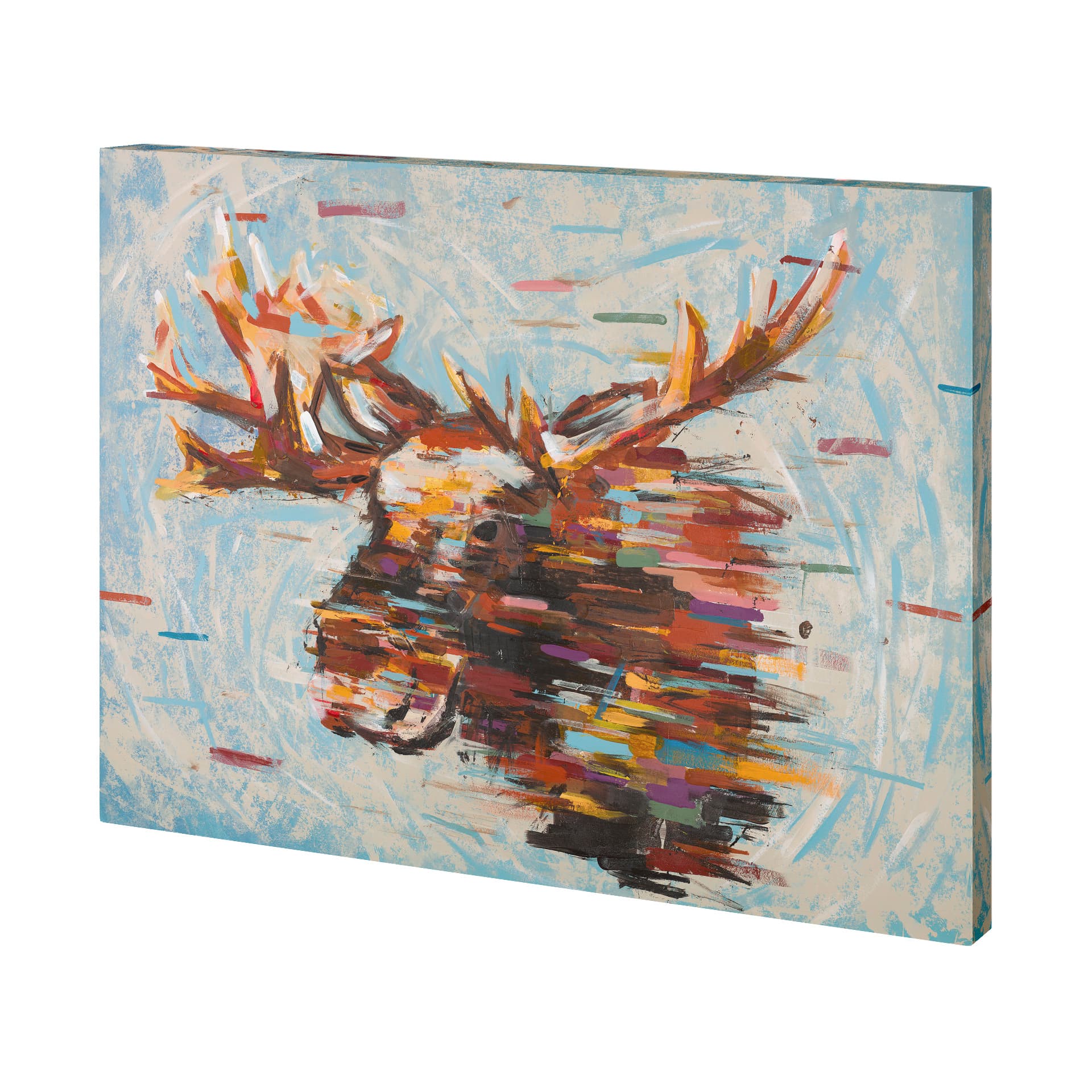 Fractal Moose by Altamura a Hand Embellished Textured Canvas — product photograph