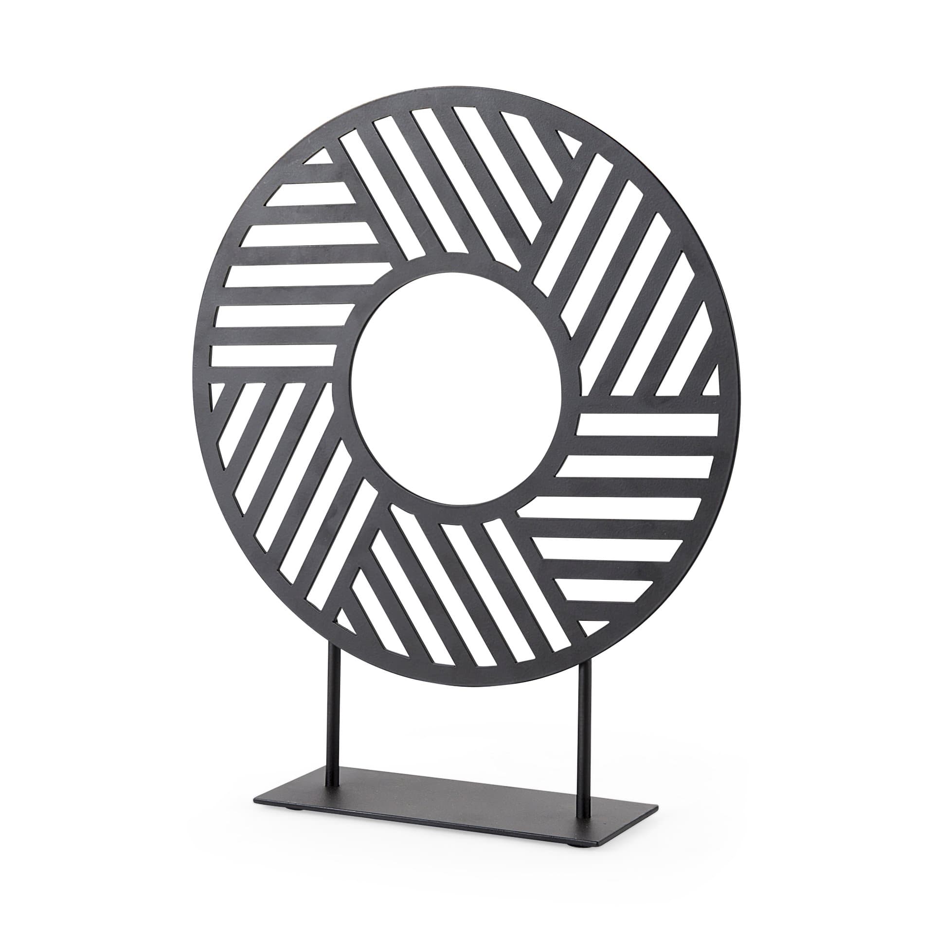 Micra 11.0L x 3.0W x 13.4H Matte Black Metal Decorative Object on a Stand — product photograph