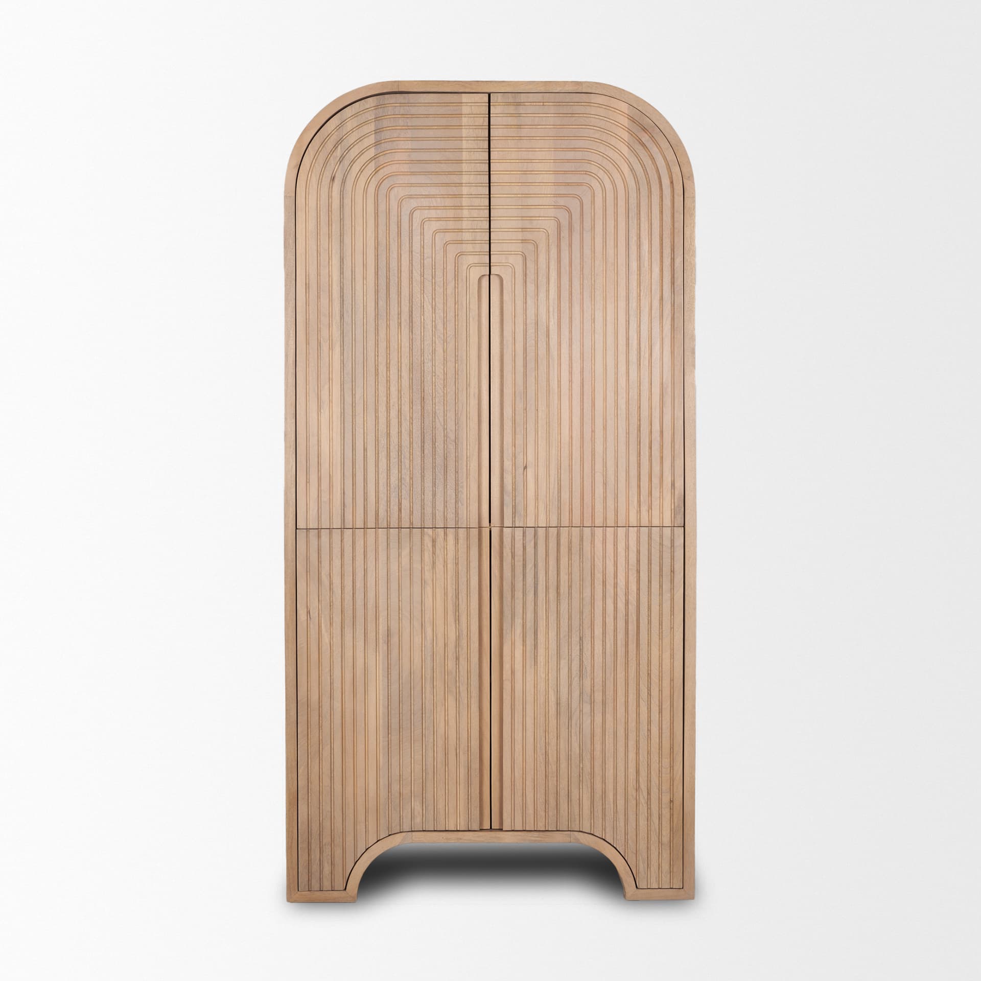 Sorina Reverse Fluted Light Brown Wood Curio Cabinet — product photograph