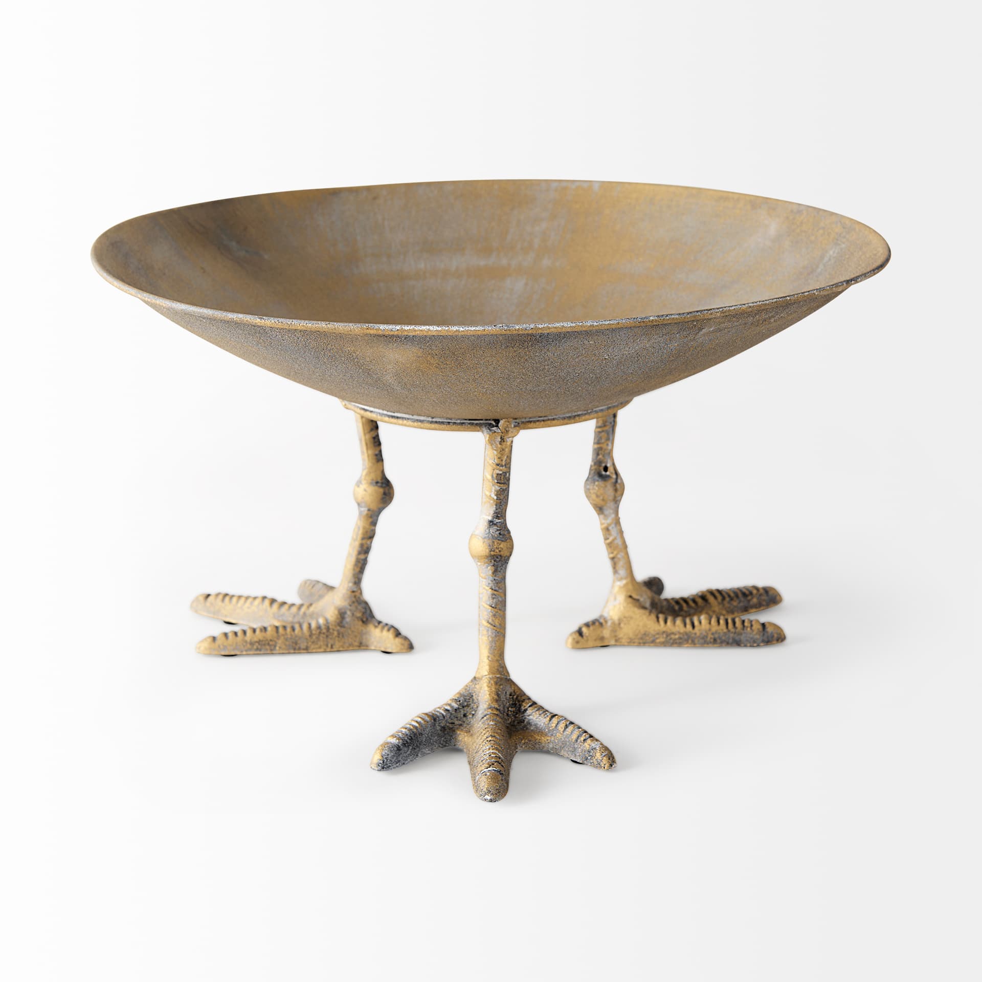 Chadwick II 13L x 13W Gold Metal Webbed Feet Bowl — product photograph
