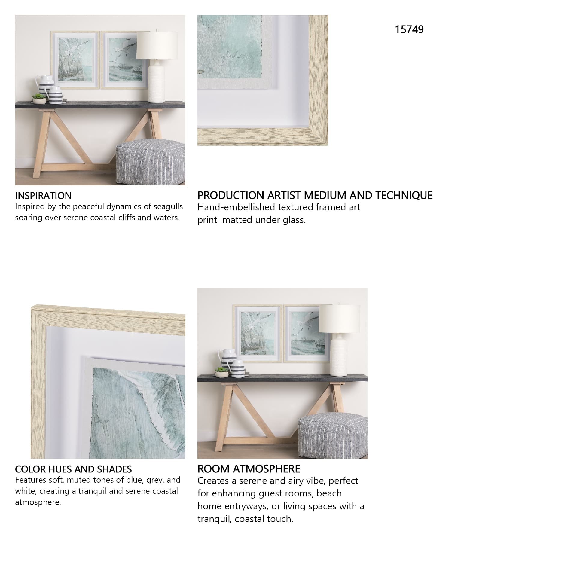 Storm is Coming (Set of 2) Seagulls by Melody Ducharme a Hand Embellished Framed Print under Glass — in a styled room