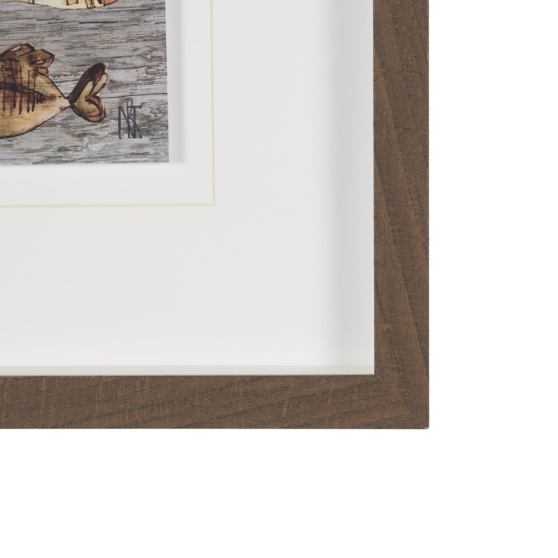 Fish Pattern I by Mercana Studio Hand-Embellished Textured Framed Artwork Matted under Glass — product photograph