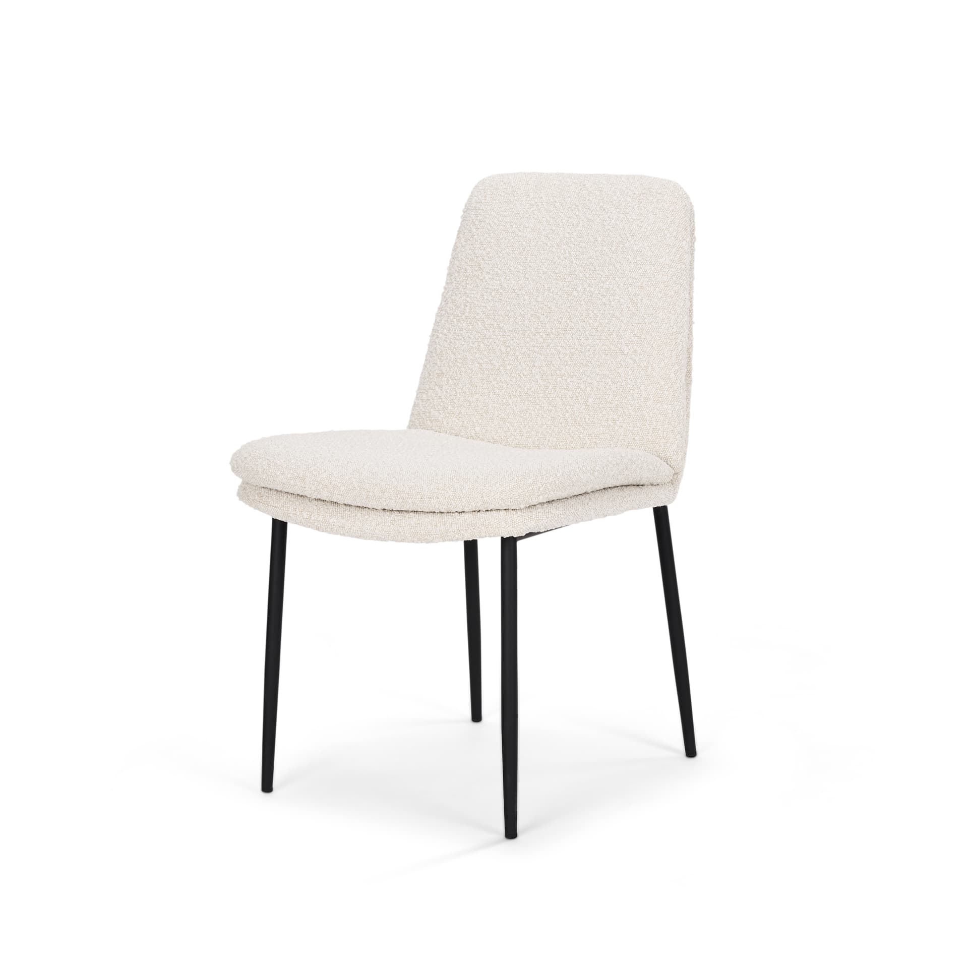 Eve Curved Back Dining Side Chair | Cream Boucle w/ Black Metal — product photograph
