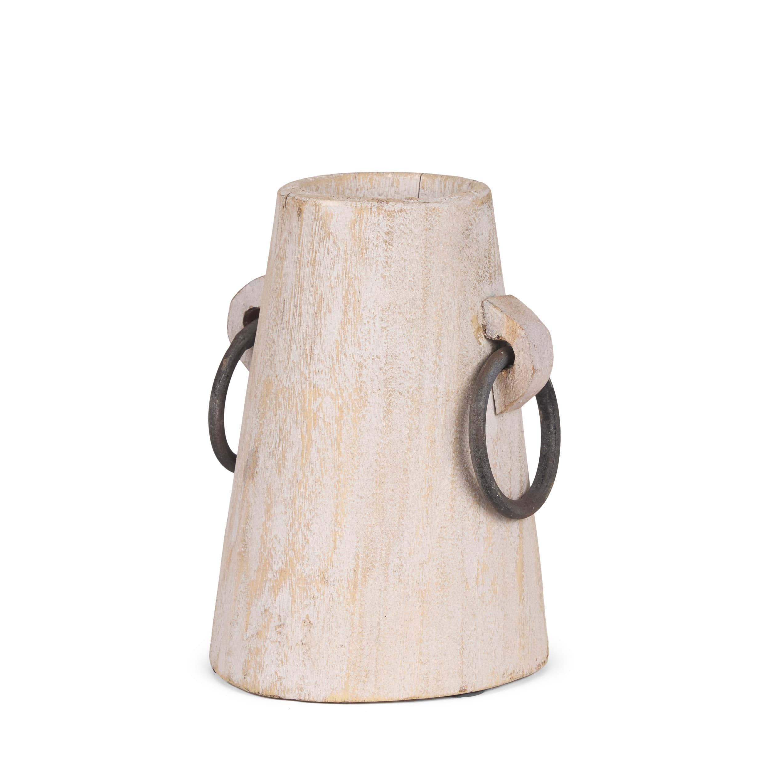 Monique Small Light Brown w/ Handles Wood Pot — product photograph