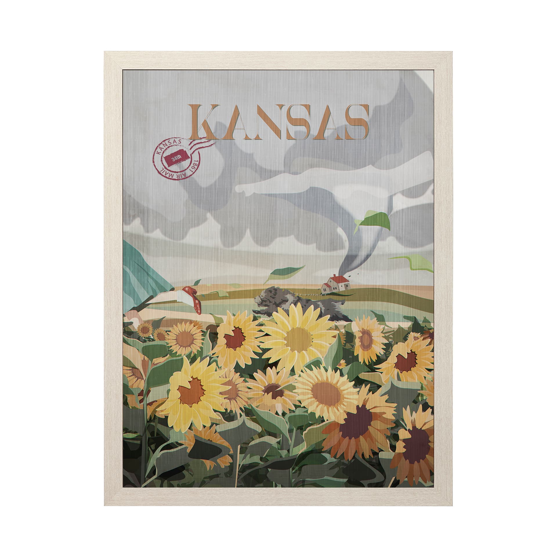 Kansas Go USA (L) by Mercana Studio a Hand Embellished Decograph Framed Art Print — product photograph