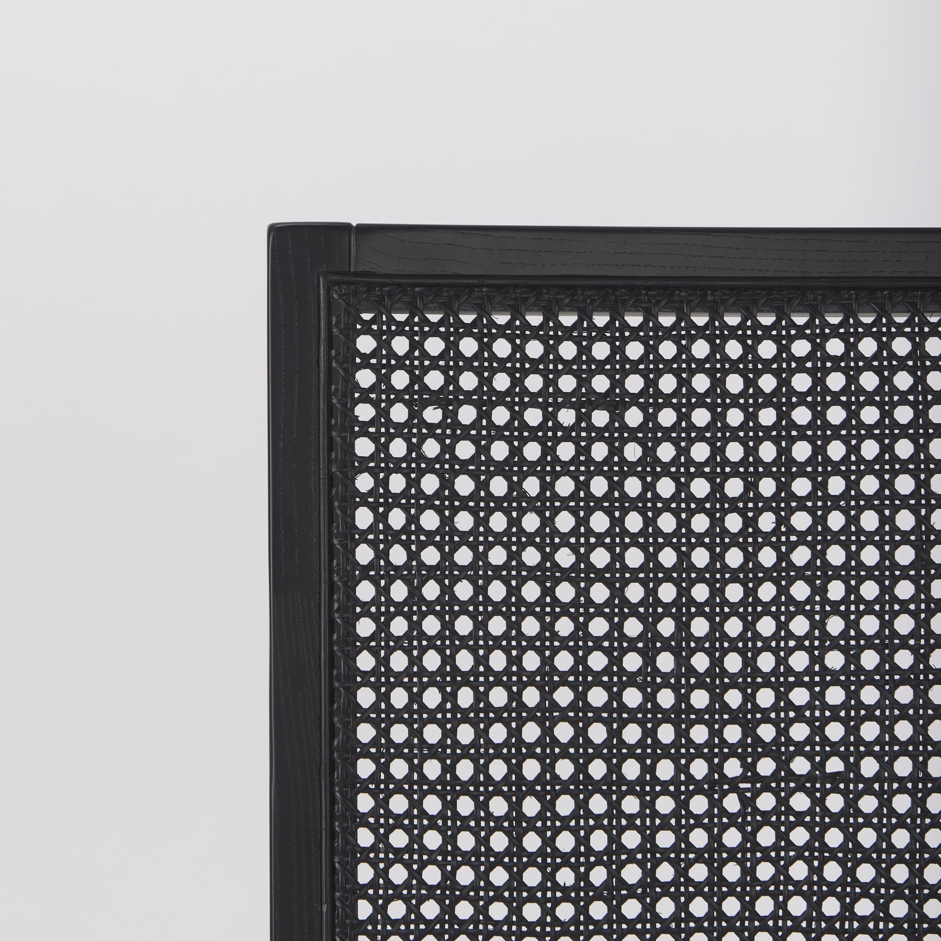 Wynn Cane Back Dining Side Chair | Beige Fabric w/ Black Wood — product photograph
