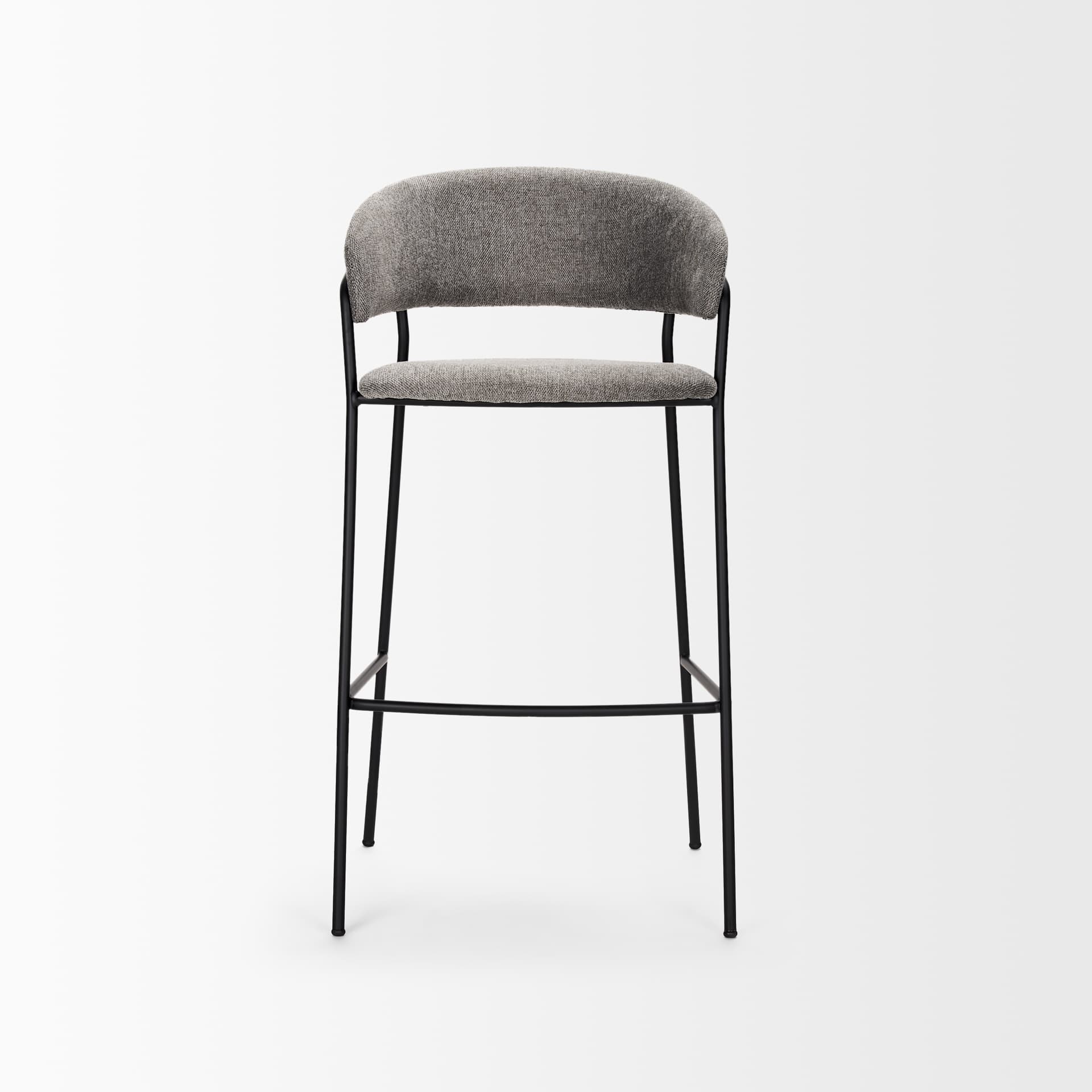 Carolyn Backless 39.8in Seat Bar Stool | Gray Fabric w/ Stool — product photograph
